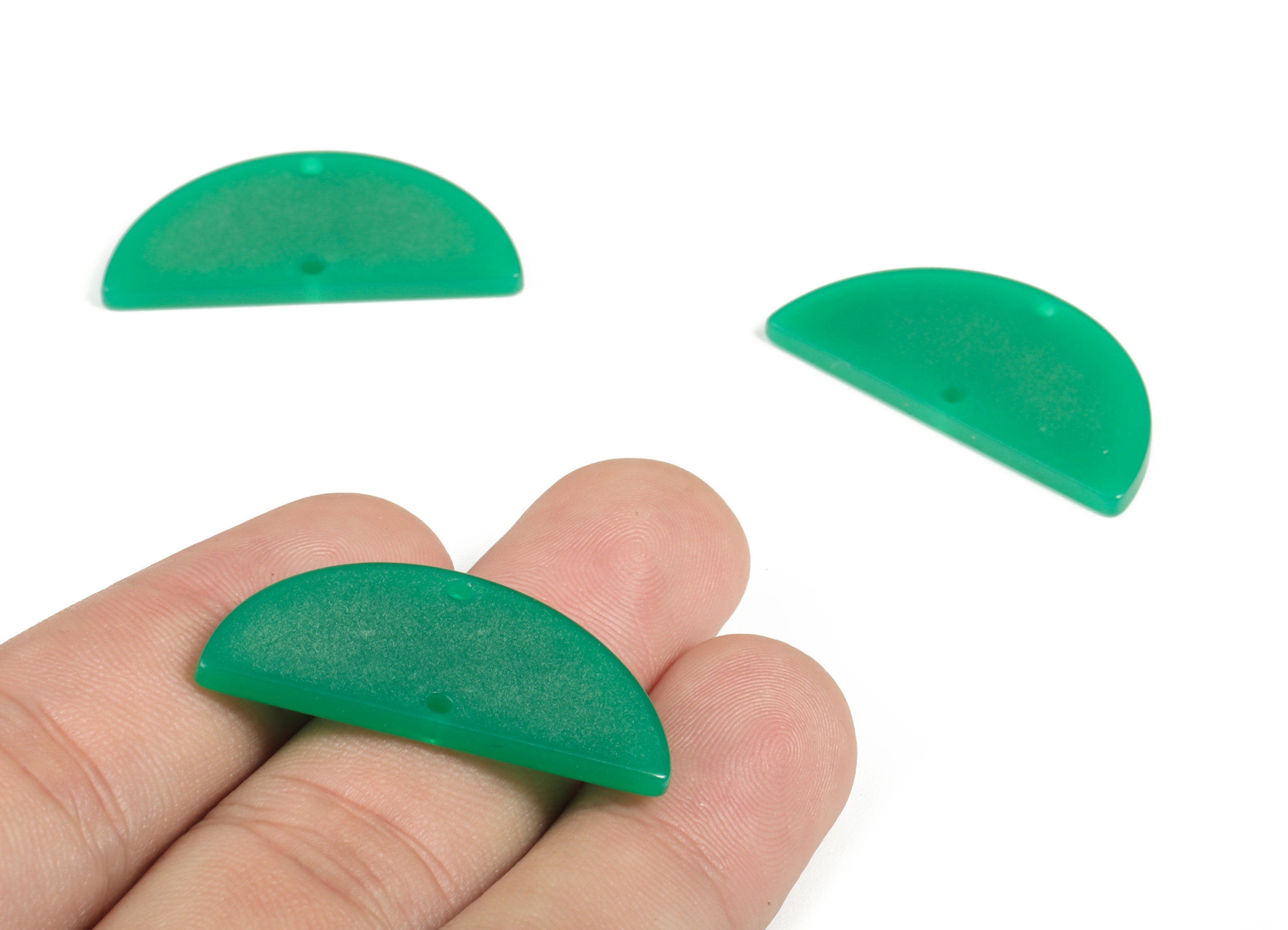 Acrylic Semicircle Earring Connectors - Acrylic Half Moon Charms - 2 Holes - Jewelry Supplies - Color Code:A617 - 34x17x2.3mm - AC1218-A617 - DOMEDBAZAAR