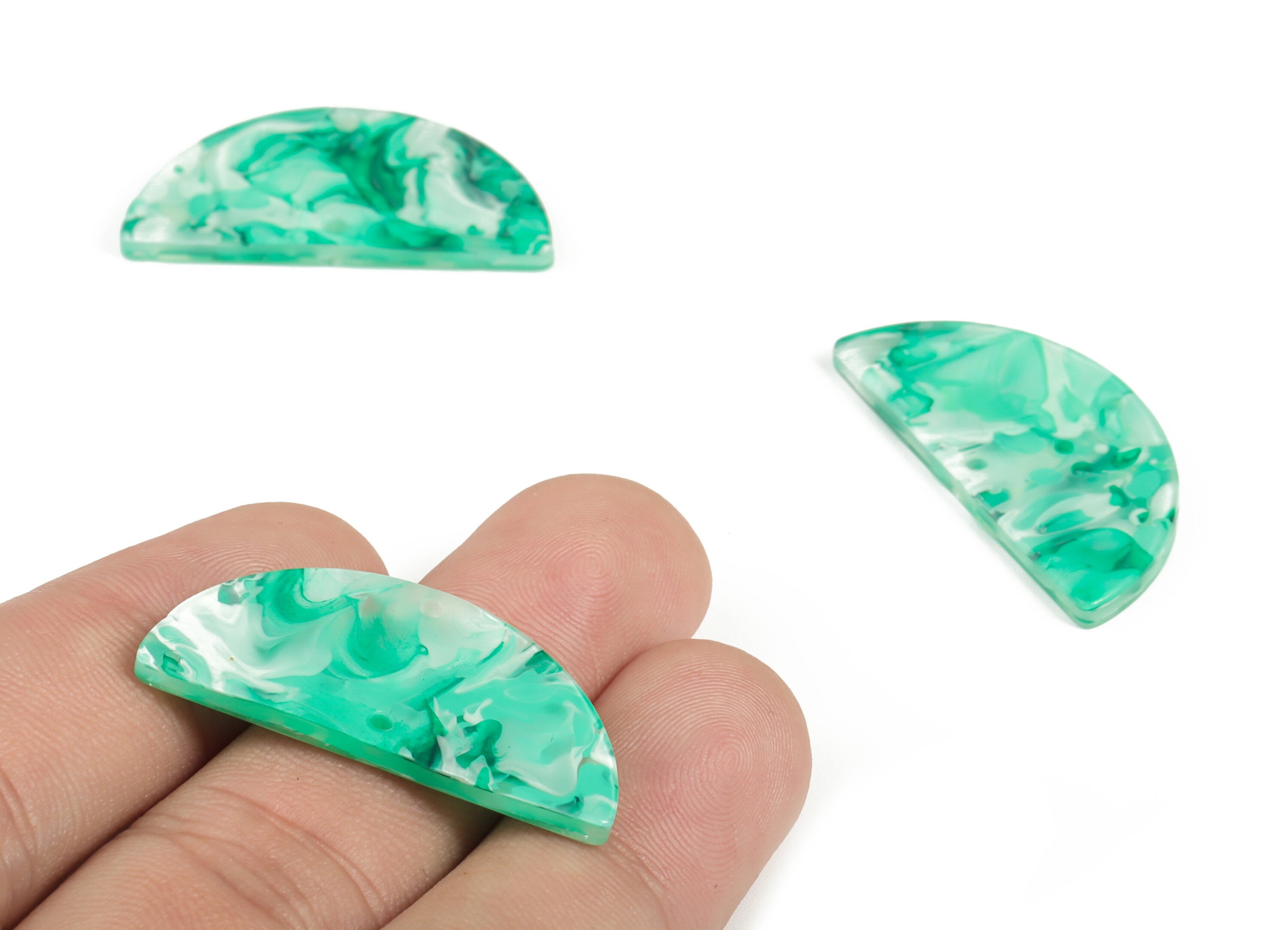 Acrylic Semicircle Earring Connectors - Acrylic Half Moon Charms - 2 Holes - Jewelry Supplies - Color Code:A603 - 34x17x2.6mm - AC1218-A603 - DOMEDBAZAAR