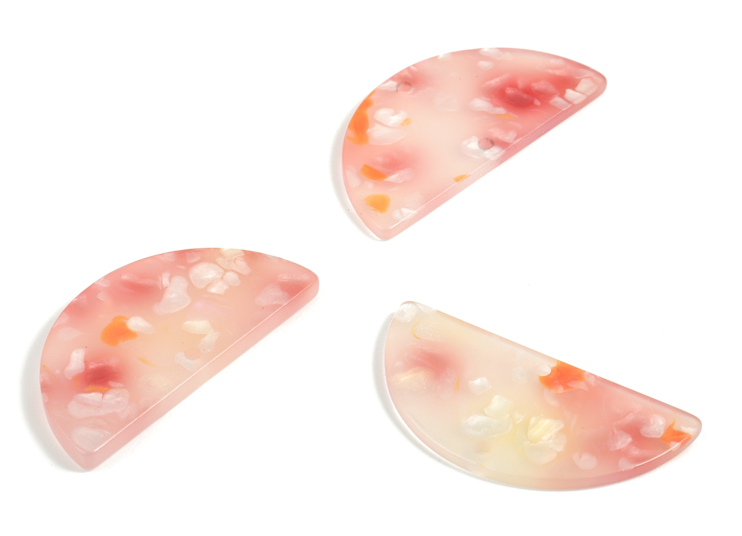 Acrylic Semicircle Earring Connectors - Acrylic Half Moon Charms - 2 Holes - Jewelry Supplies - Color Code:A604 - 34x17x2.4mm - AC1218-A604 - DOMEDBAZAAR