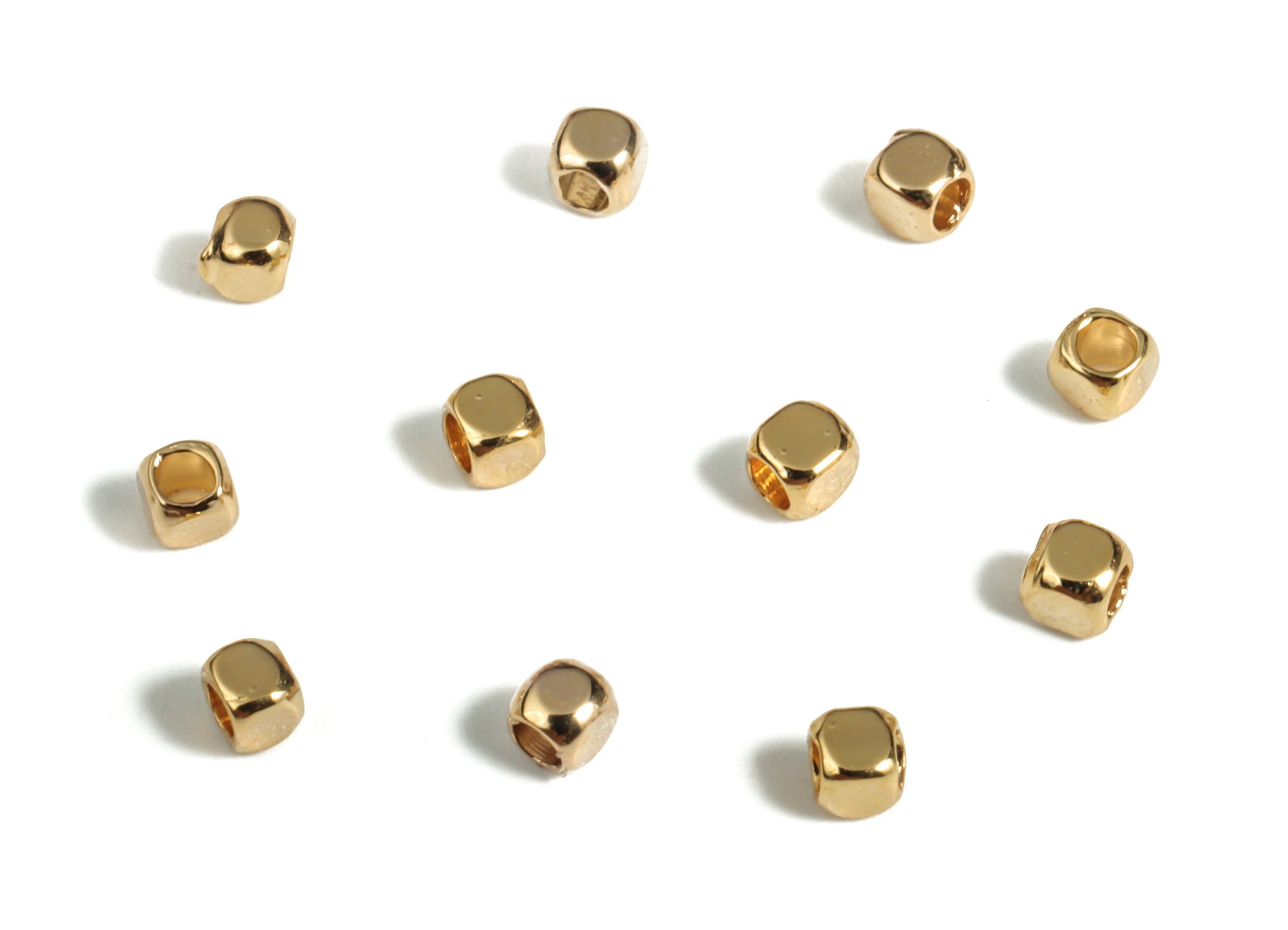 Brass Cube Spacer Beads - Gold Dice Shape Spacer Beads - 18K Real Gold Plated Brass – DIY Jewelry Making Supplies - 1.99x1.98mm - RGP3074 - DOMEDBAZAAR