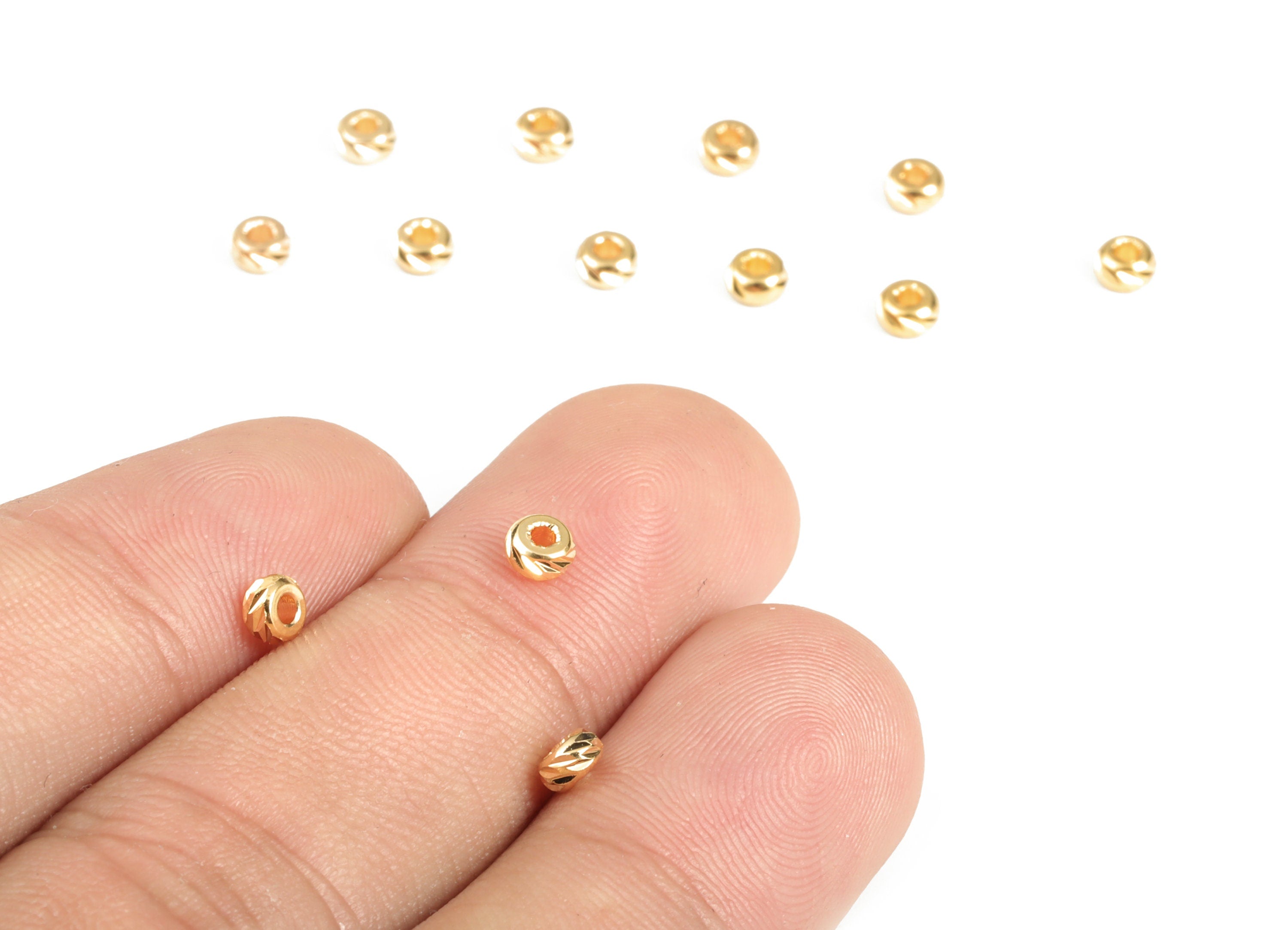 Brass Spacer Ball Beads - Gold Round Spacer Ball Beads - 18K Real Gold Plated Brass - Jewelry Making Supplies - 3.84x2.08mm - RGP3165 - DOMEDBAZAAR
