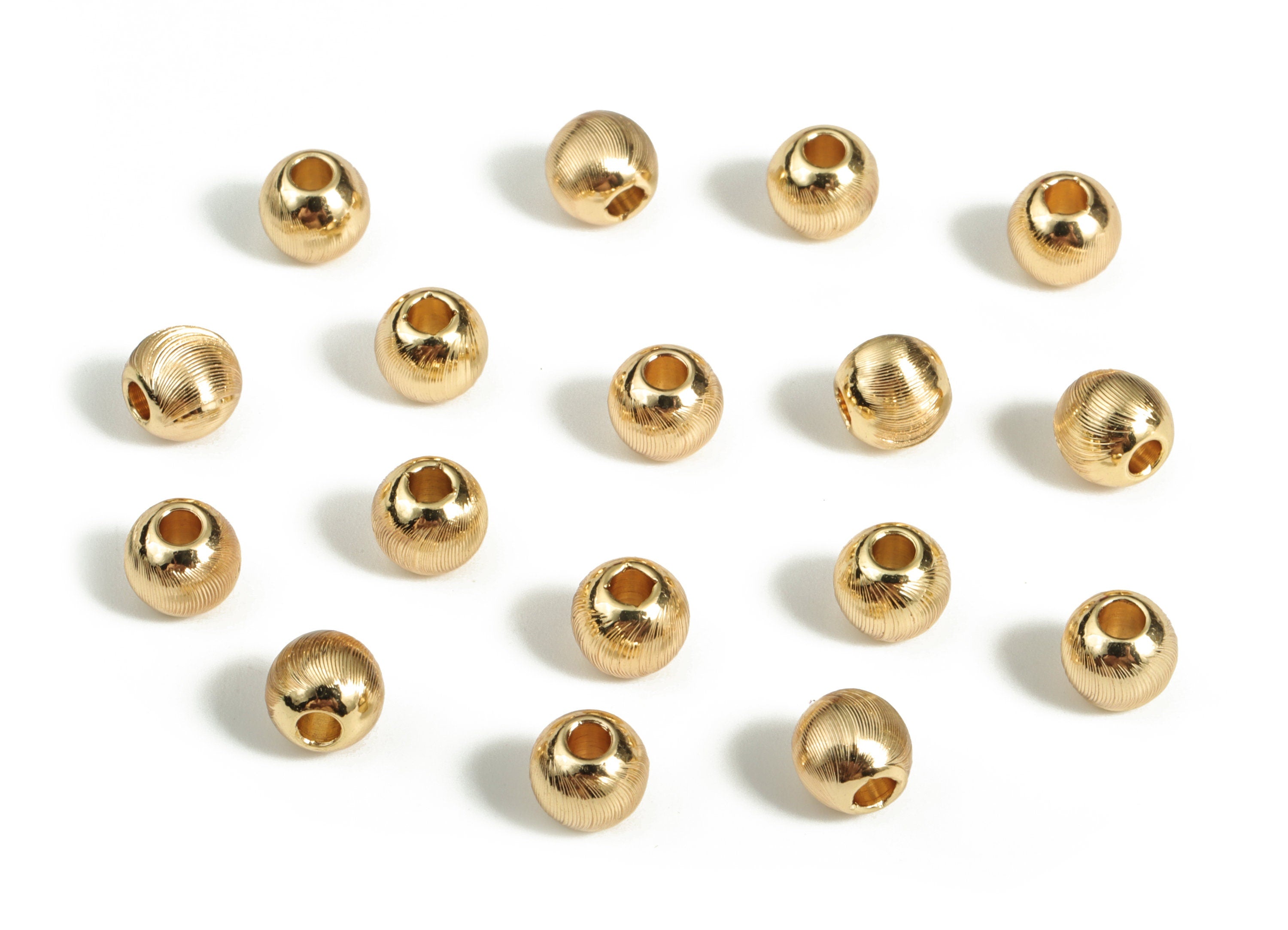 Brass Round Beads – Gold Small Ball Beads - 18K Real Gold Plated Brass - Jewelry Making Supplies - 5.64x5.21mm - RGP3143 - DOMEDBAZAAR