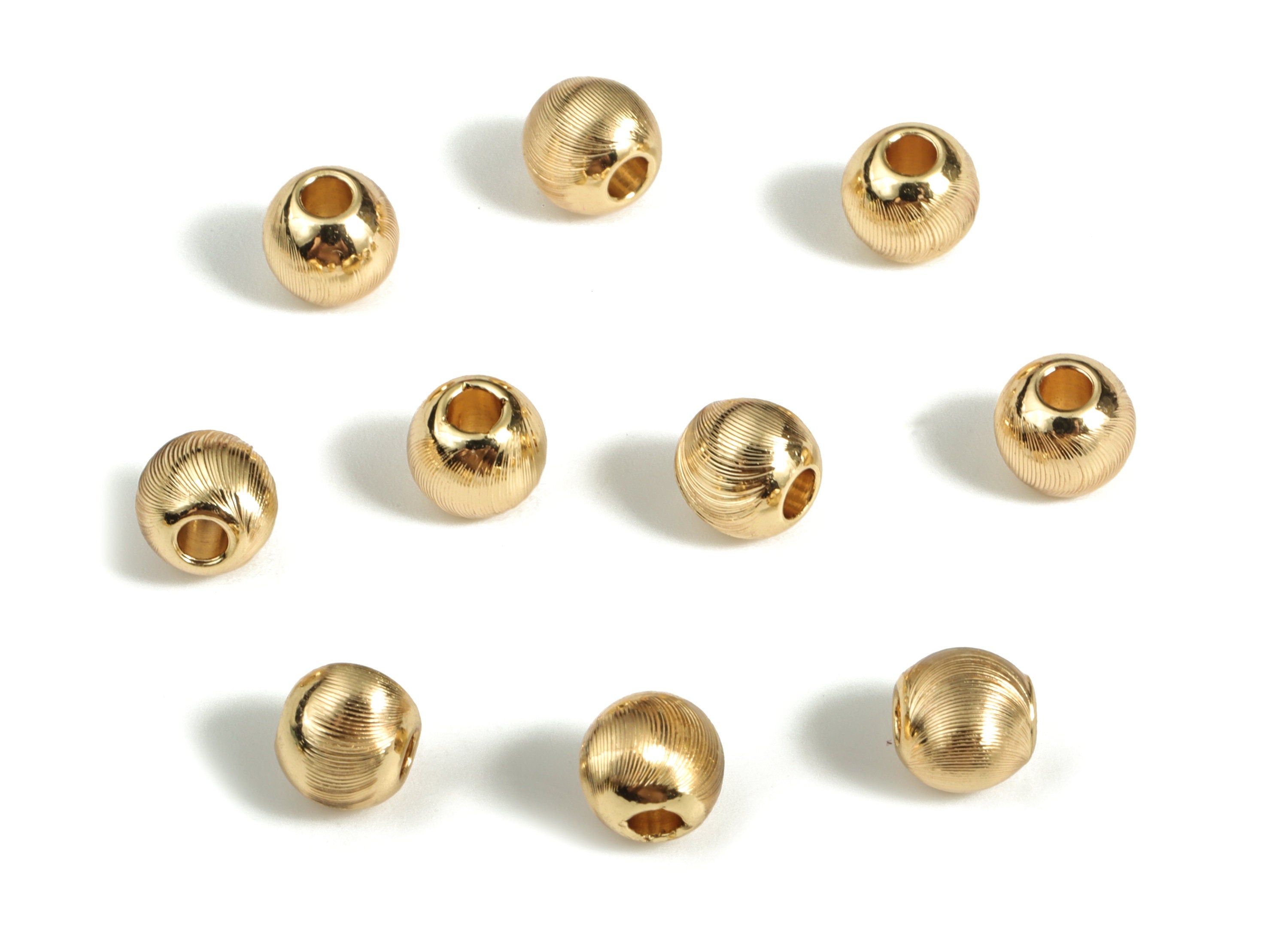 Brass Round Beads – Gold Small Ball Beads - 18K Real Gold Plated Brass - Jewelry Making Supplies - 5.64x5.21mm - RGP3143 - DOMEDBAZAAR