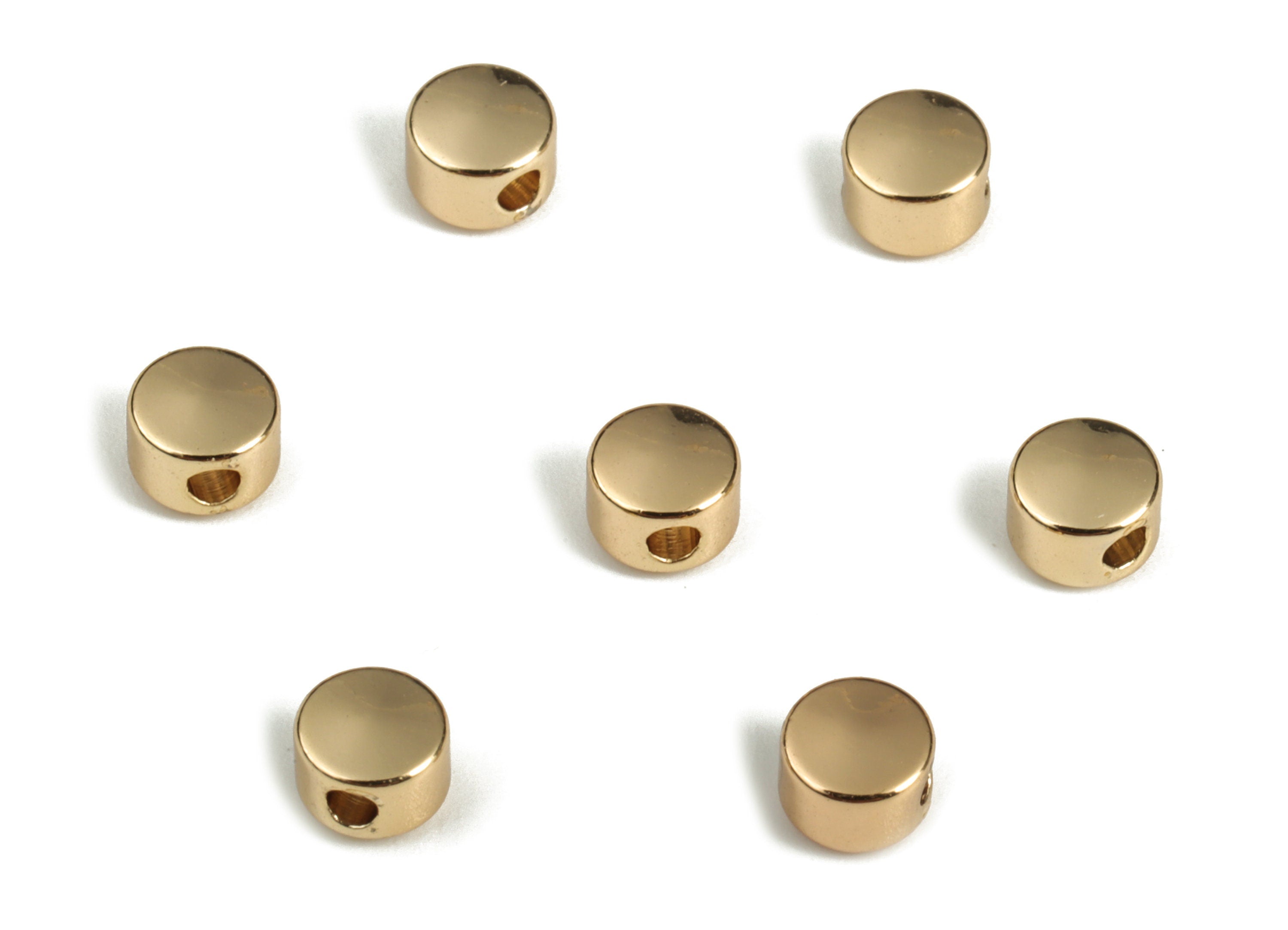 Flat Round Bead – Brass Tiny Round Spacer Charm Beads - 18K Real Gold Plated Brass - Jewelry Making Supplies - 4.04x3.98x2.96mm - RGP3158 - DOMEDBAZAAR