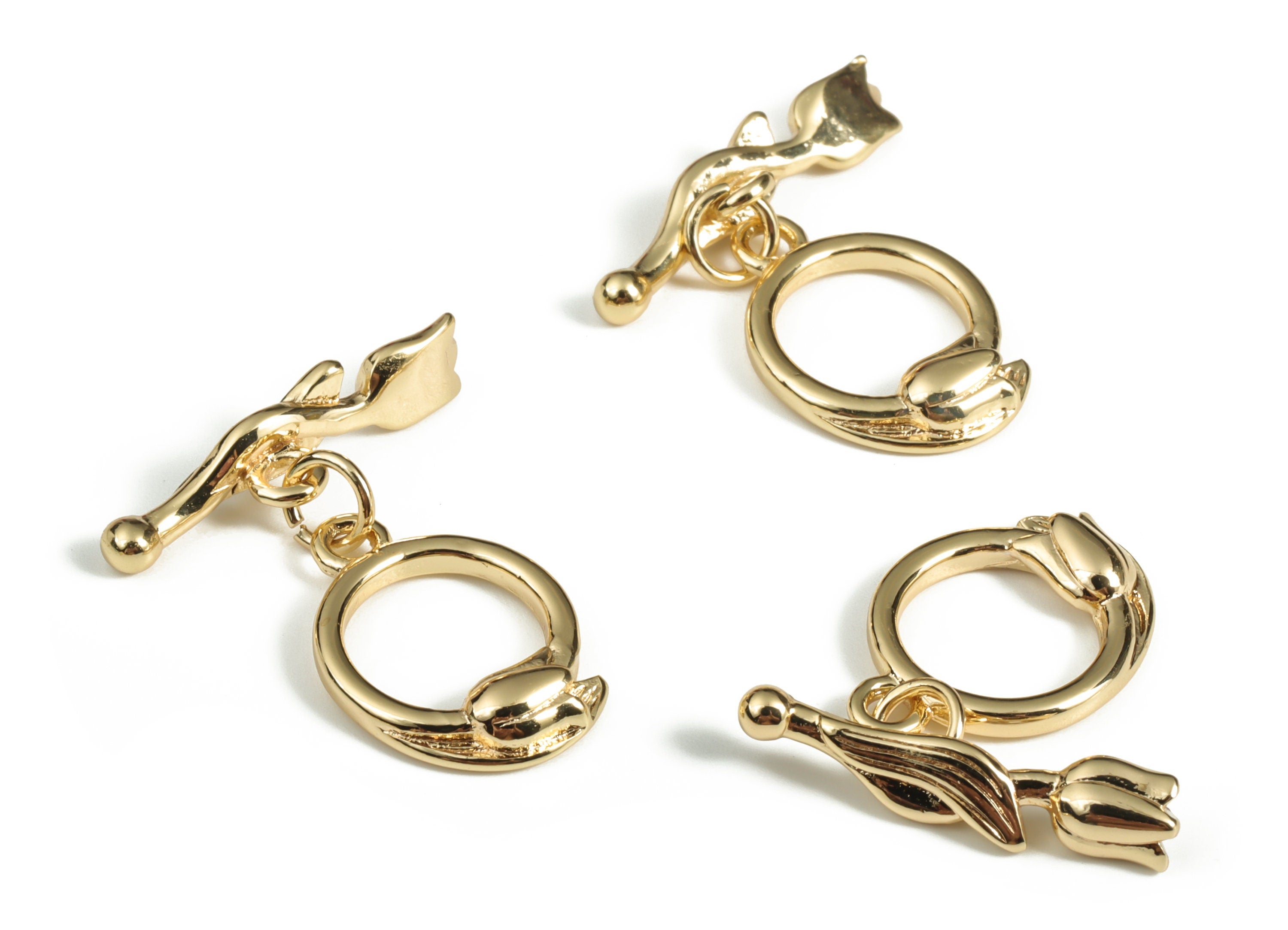 Flower Toggle Clasp – Brass Toggle Clasp Set – Clasp Findings - 18K Real Gold Plated Brass – Jewelry Supplies - 23.95×21.49×3.15mm - RGP3038 - DOMEDBAZAAR