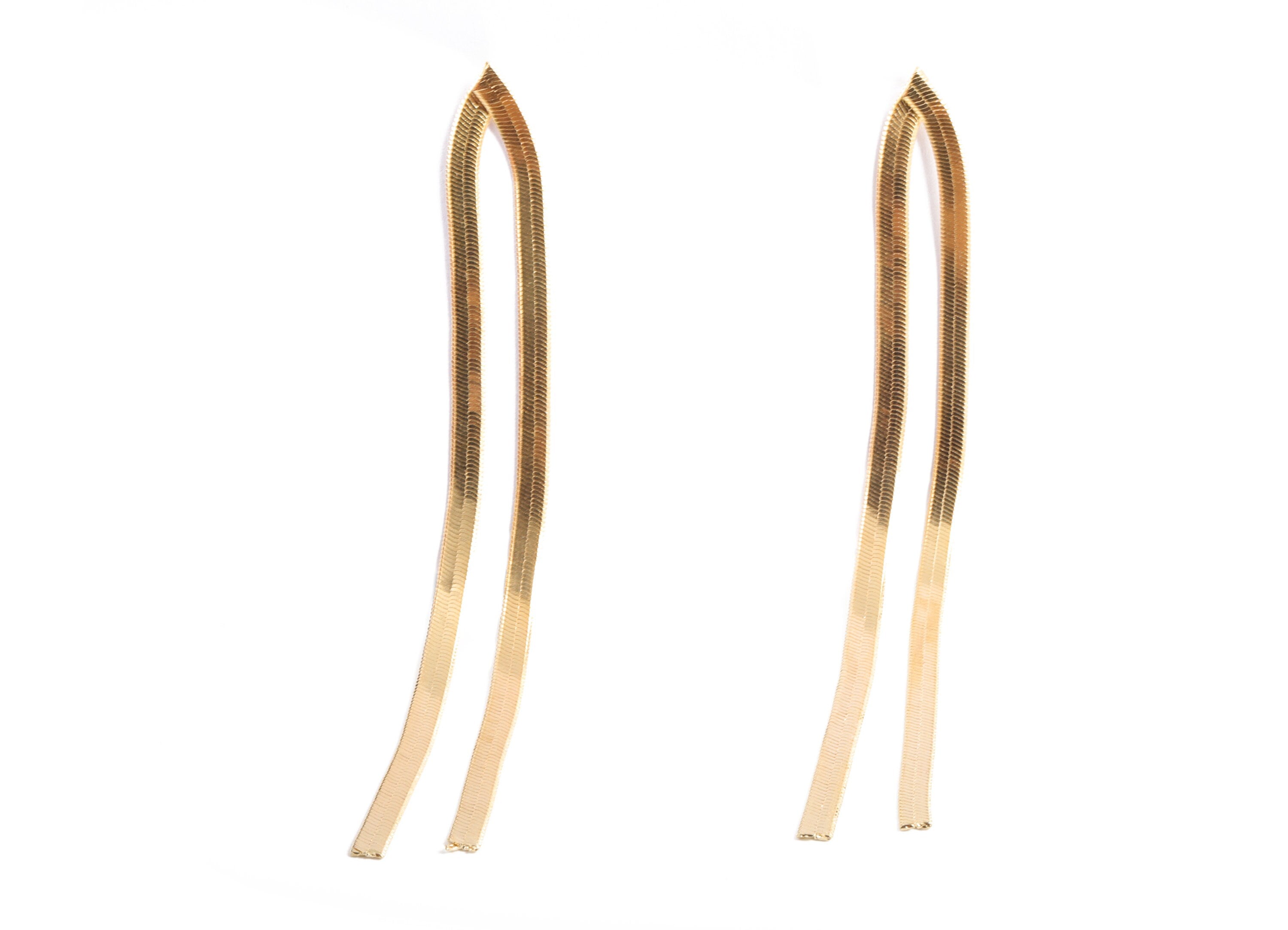 Brass Strip Earring Post - Gold Strip Earring Stud - 18K Real Gold Plated Brass - 316 Surgical Stainless Steel - 89.45x3.38x0.54mm - RGP3022 - DOMEDBAZAAR