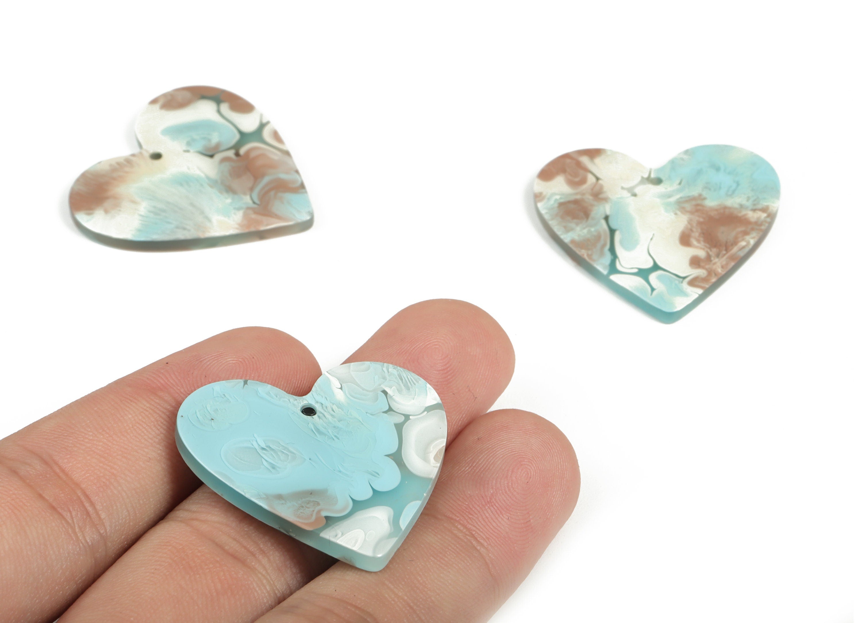 Acrylic Heart Earring Charms - Heart Pendant - Earring Findings - Jewelry Supplies - Color Code: A585 - 31.71x31.18x2.49mm - AC1431-A585 - DOMEDBAZAAR