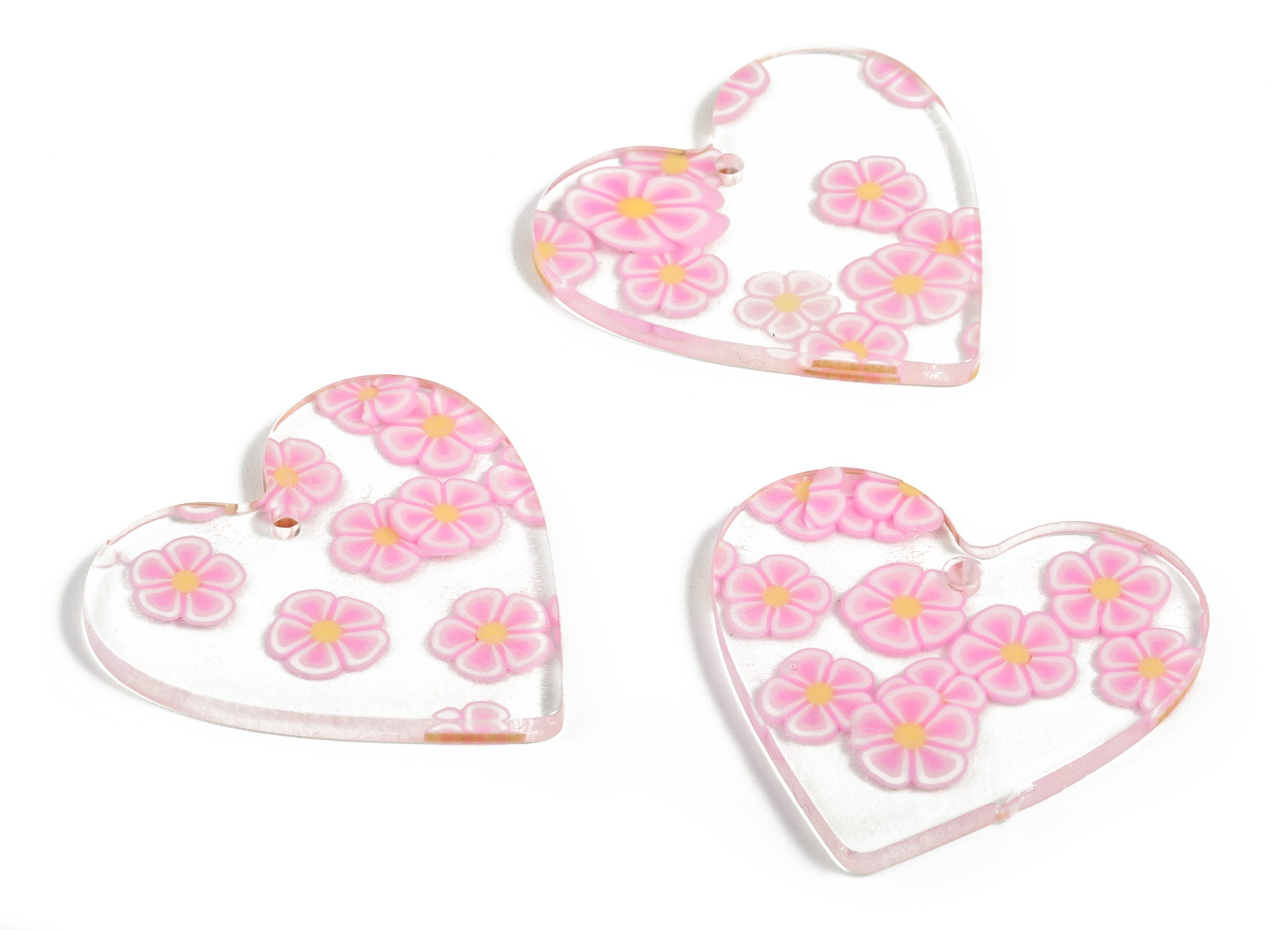 Acrylic Heart Earring Charms - Heart Pendant - Earring Findings - Jewelry Supplies - Color Code: A589 - 31.56x31.25x2.68mm - AC1431-A589 - DOMEDBAZAAR