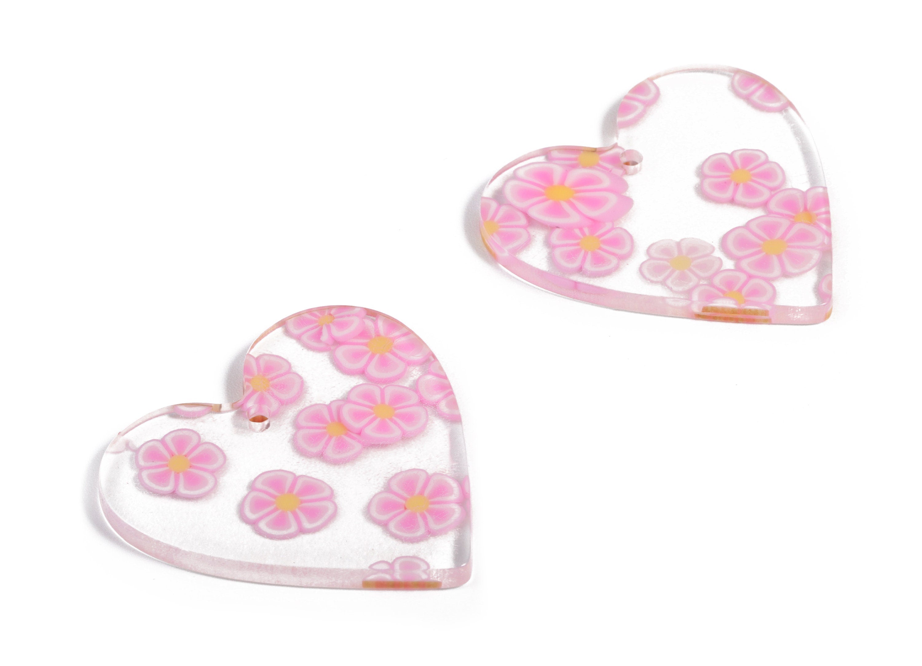 Acrylic Heart Earring Charms - Heart Pendant - Earring Findings - Jewelry Supplies - Color Code: A589 - 31.56x31.25x2.68mm - AC1431-A589 - DOMEDBAZAAR