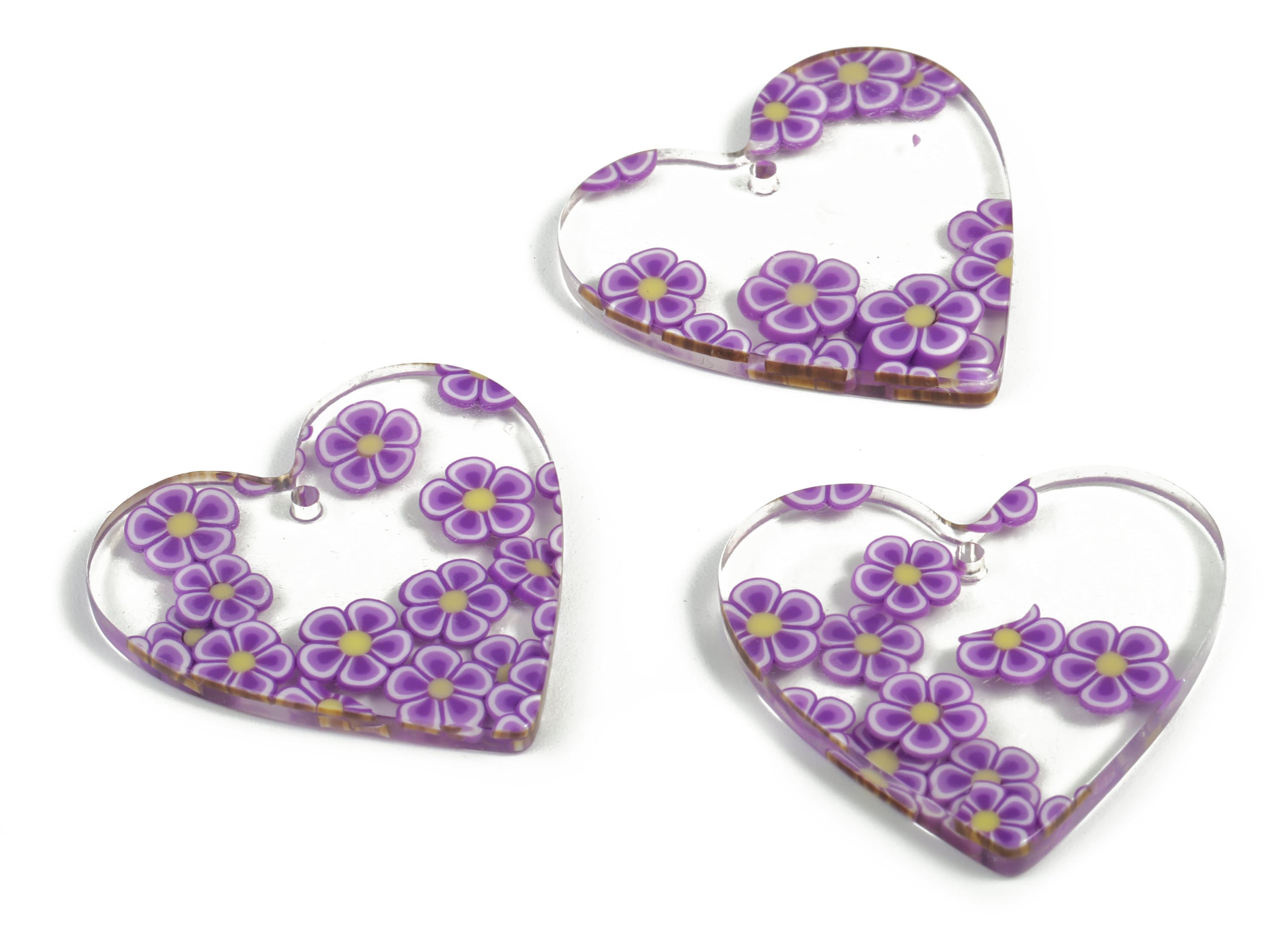 Acrylic Heart Earring Charms - Heart Pendant - Earring Findings - Jewelry Supplies - Color Code: A593 - 31.82x31.24x2.78mm - AC1431-A593 - DOMEDBAZAAR
