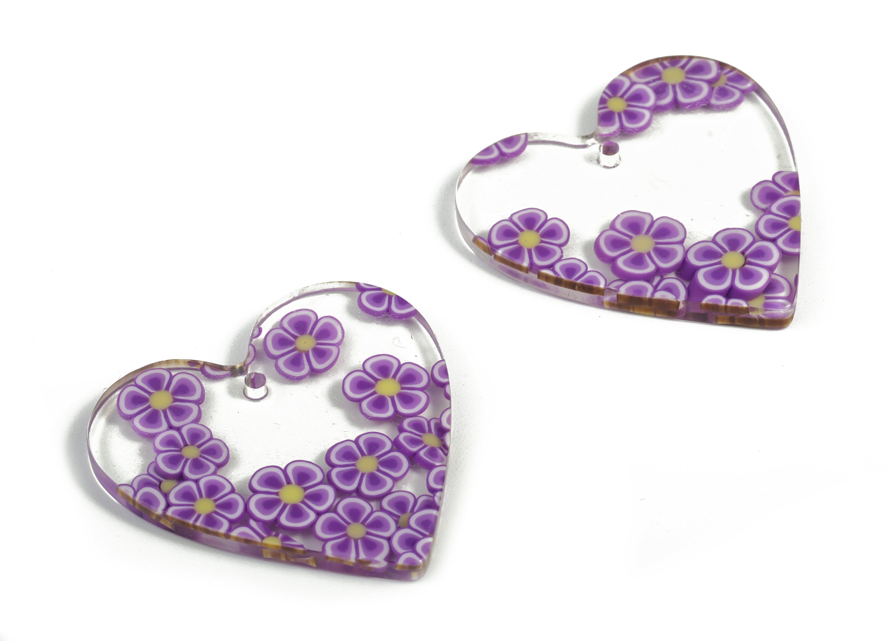 Acrylic Heart Earring Charms - Heart Pendant - Earring Findings - Jewelry Supplies - Color Code: A593 - 31.82x31.24x2.78mm - AC1431-A593 - DOMEDBAZAAR