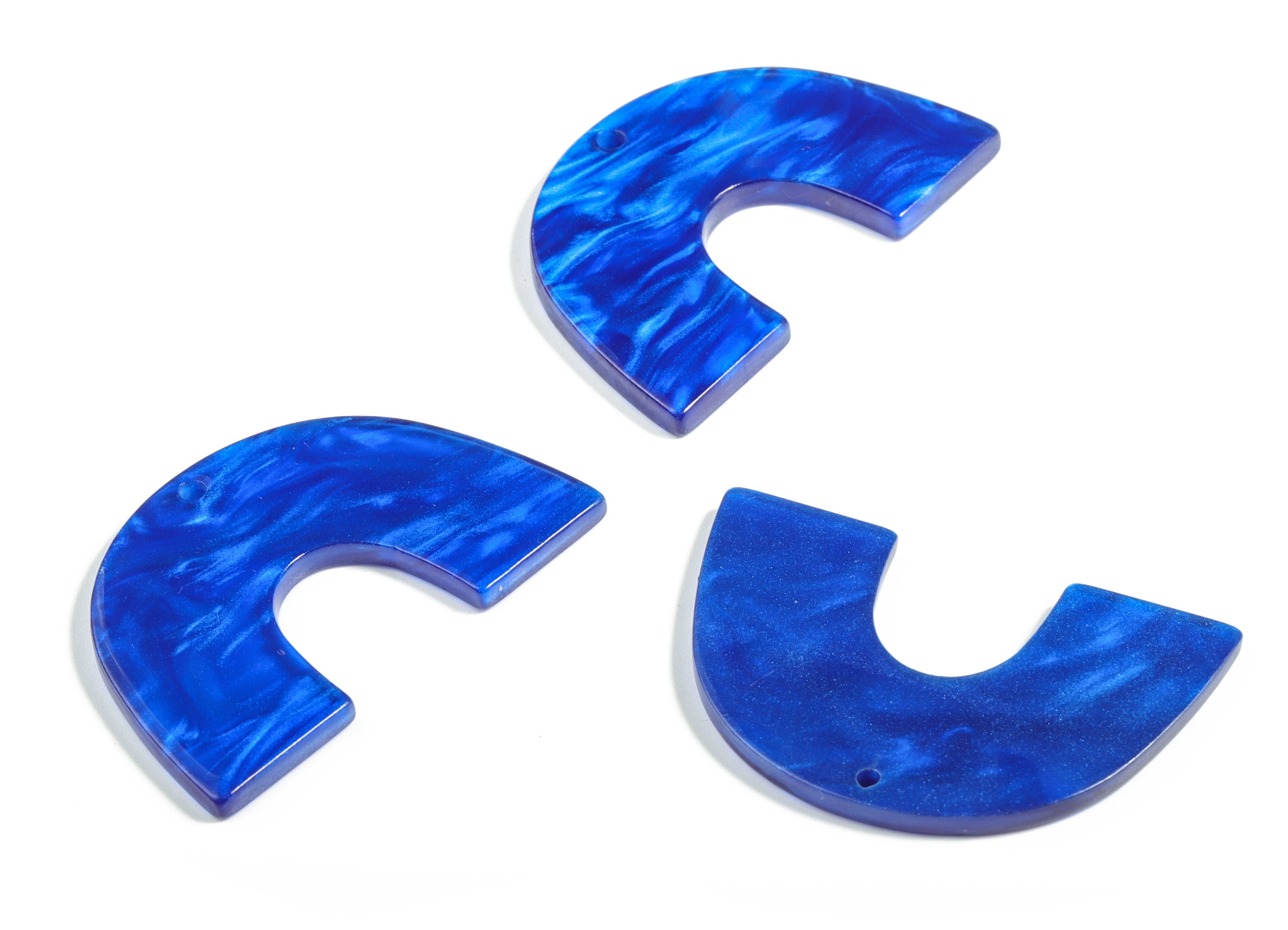 Acrylic Semicircle Earring Charms – Blue Acrylic U Pendant - Jewelry Supplies - Color Code:A602 – 40.37x25.96x2.88mm - AC2018-A602 - DOMEDBAZAAR