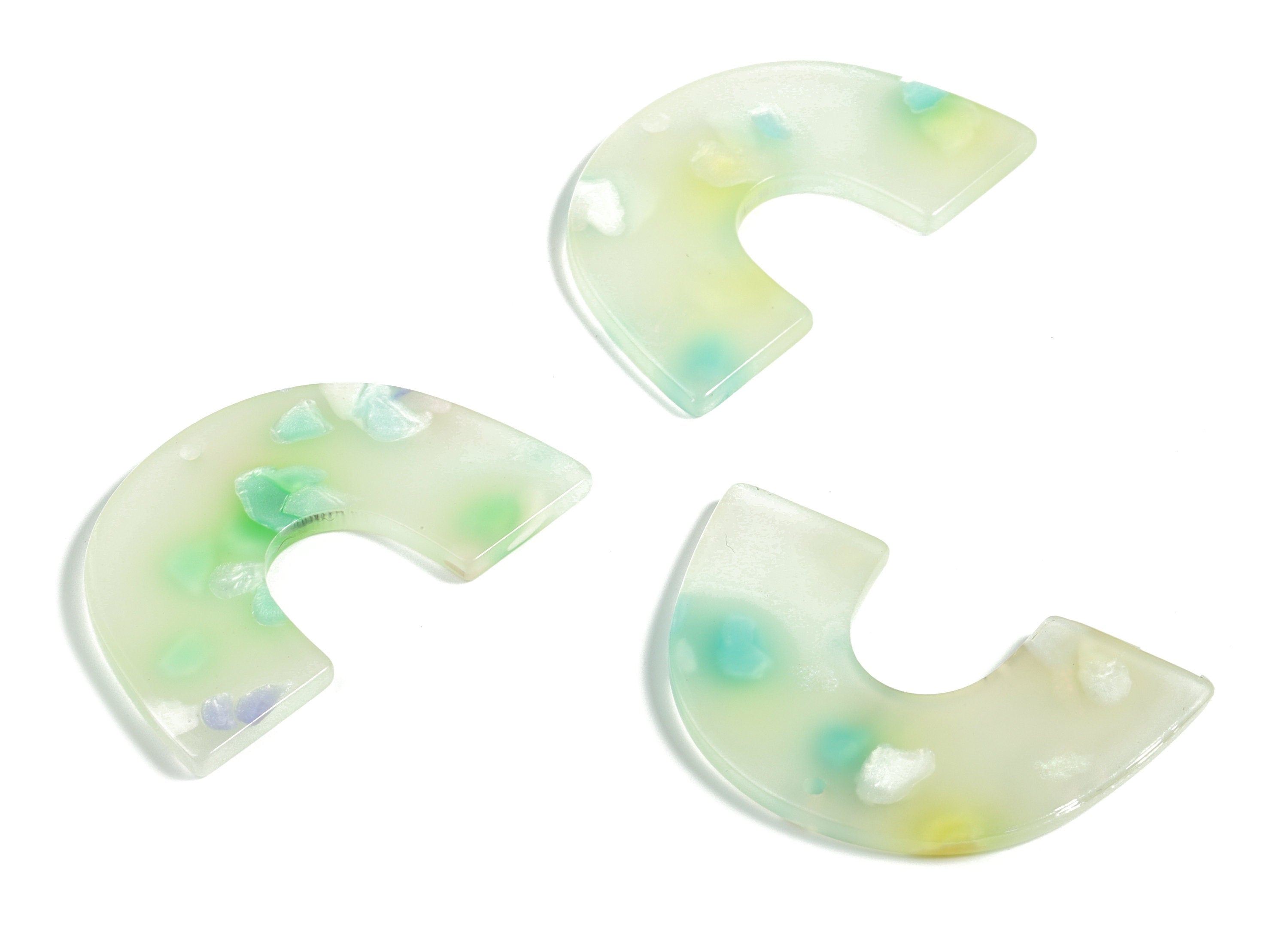 Acrylic Semicircle Earring Charm - Acrylic U Pendant - Earring Finding - Jewelry Supplies- Color Code:A598 - 40.28x25.6x2.41mm - AC2018-A598 - DOMEDBAZAAR