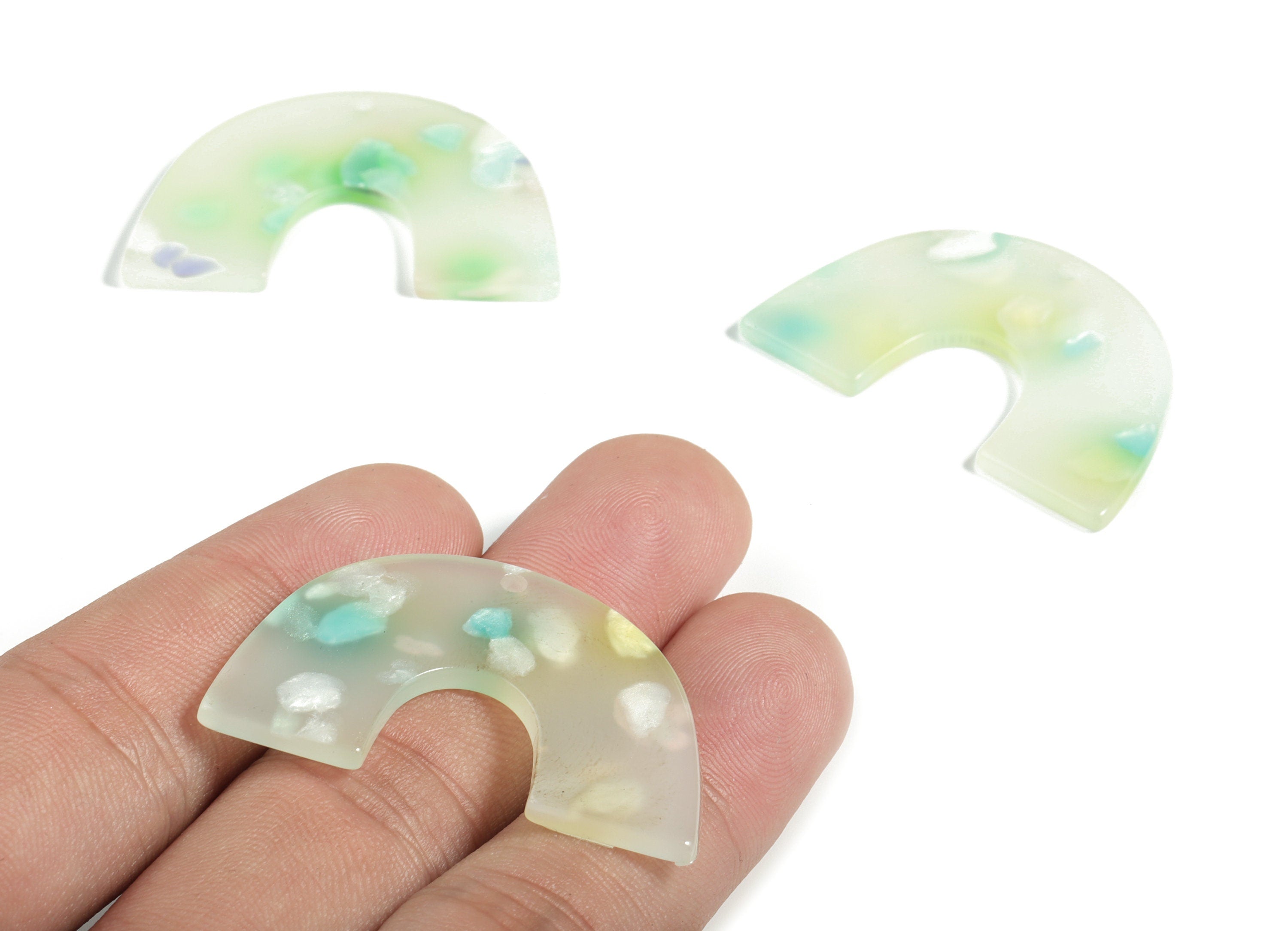 Acrylic Semicircle Earring Charm - Acrylic U Pendant - Earring Finding - Jewelry Supplies- Color Code:A598 - 40.28x25.6x2.41mm - AC2018-A598 - DOMEDBAZAAR