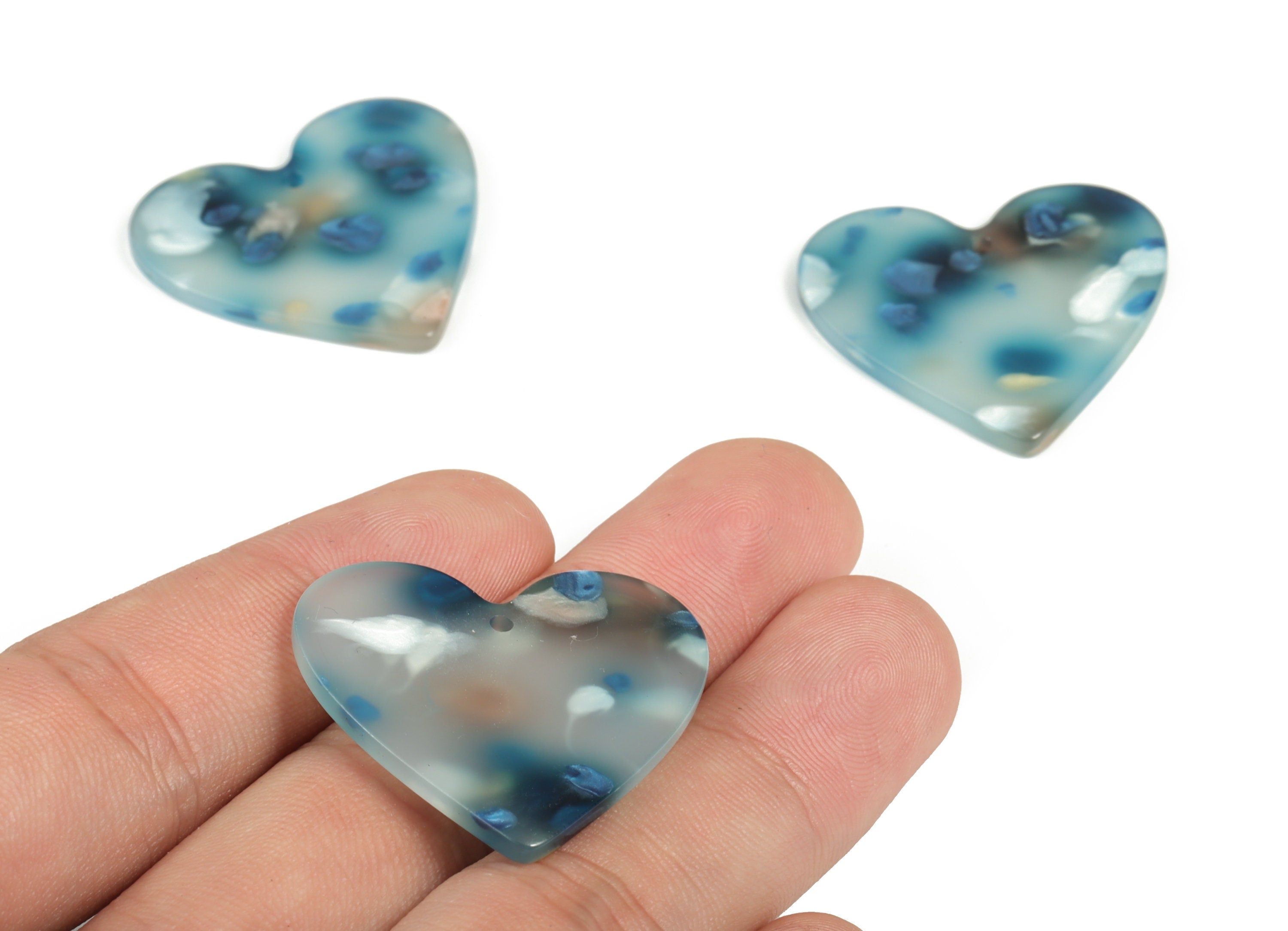 Acrylic Heart Earring Charms - Heart Pendant - Earring Findings - Jewelry Supplies - Color Code: A600 - 31.57x31.01x2.43mm - AC1431-A600 - DOMEDBAZAAR