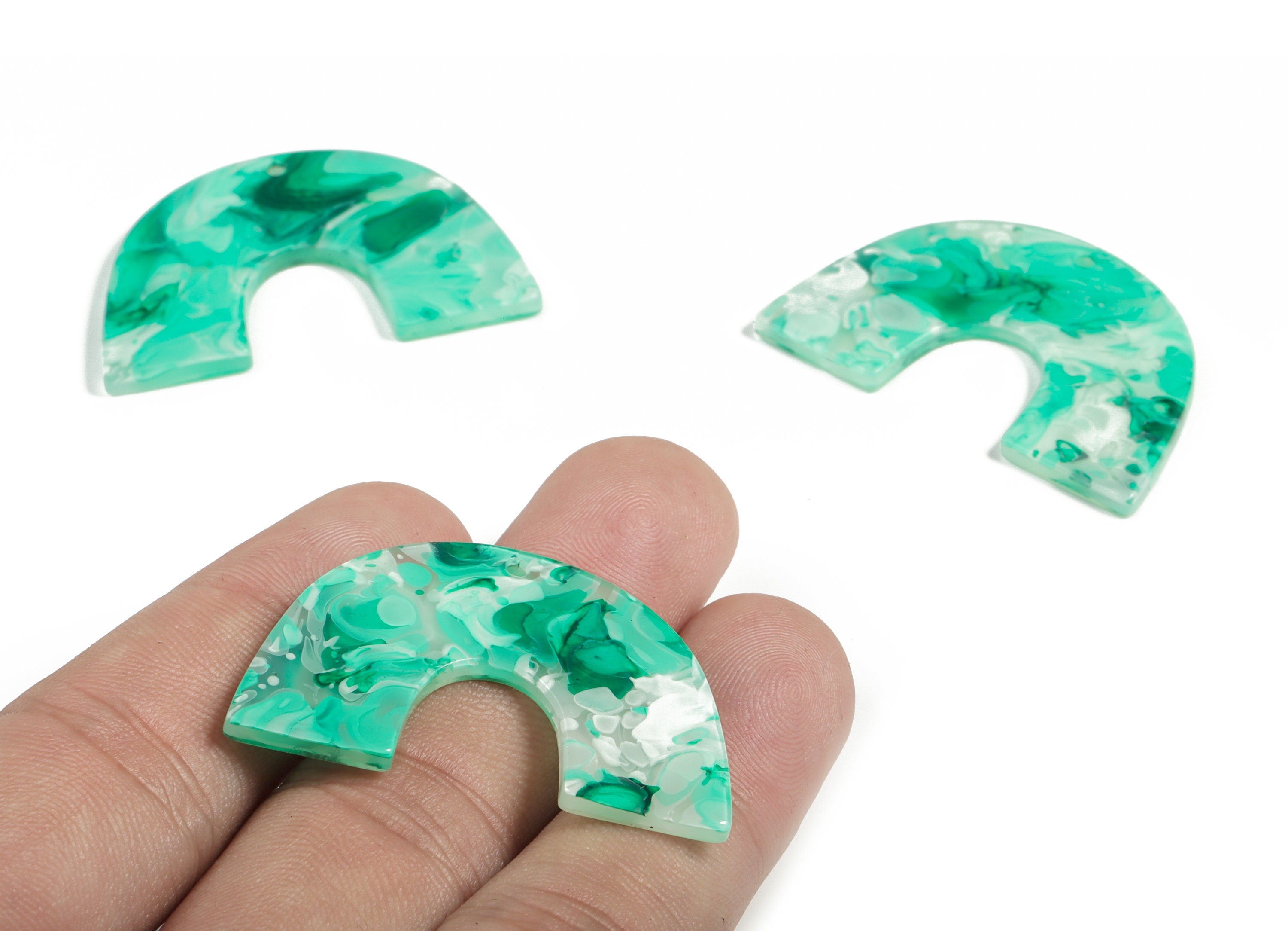 Acrylic Semicircle Earring Charms - Acrylic U Pendant Findings - Jewelry Supplies - Color Code:A603 - 40.31x2567x2.68mm - AC2018-A603 - DOMEDBAZAAR