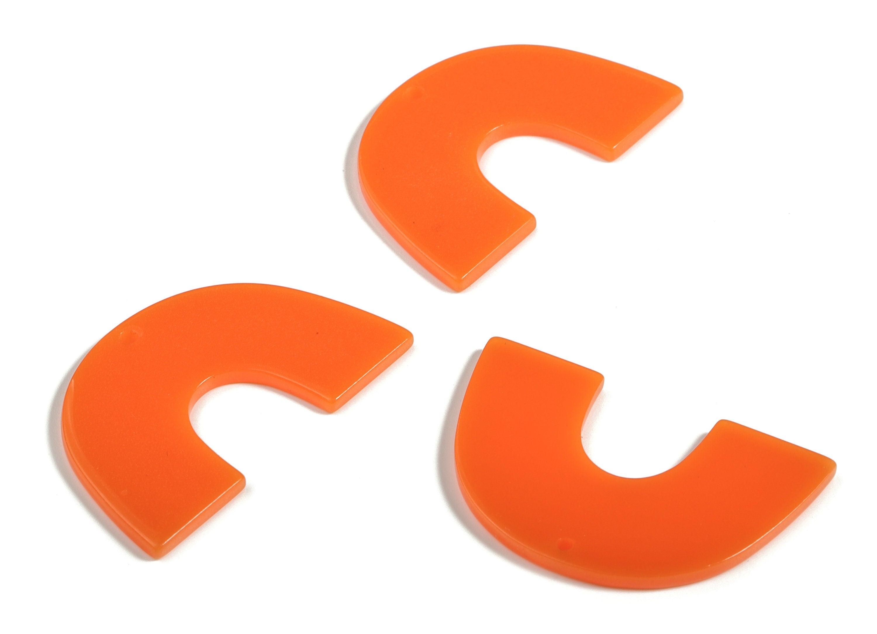 Acrylic Semicircle Earring Charms - Acrylic U Orange Pendant - Jewelry Supplies - Color Code:A615 - 40.21x25.78x2.13mm - AC2018-A615 - DOMEDBAZAAR