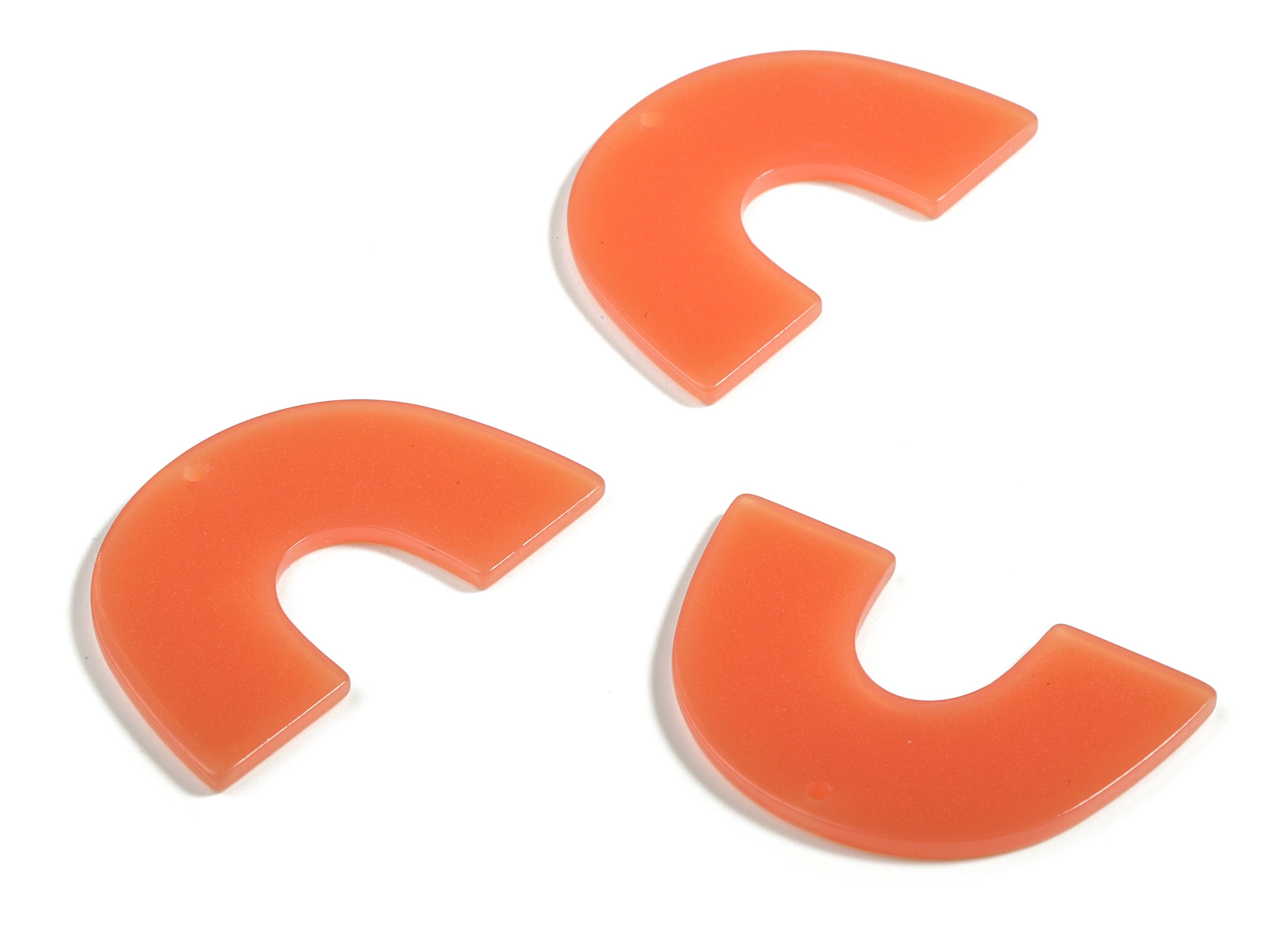 Acrylic Semicircle Earring Charms - Acrylic Orange U Pendant- Jewelry Supplies - Color Code:A614 – 40.04x25.45x2.53mm - AC2018-A614 - DOMEDBAZAAR