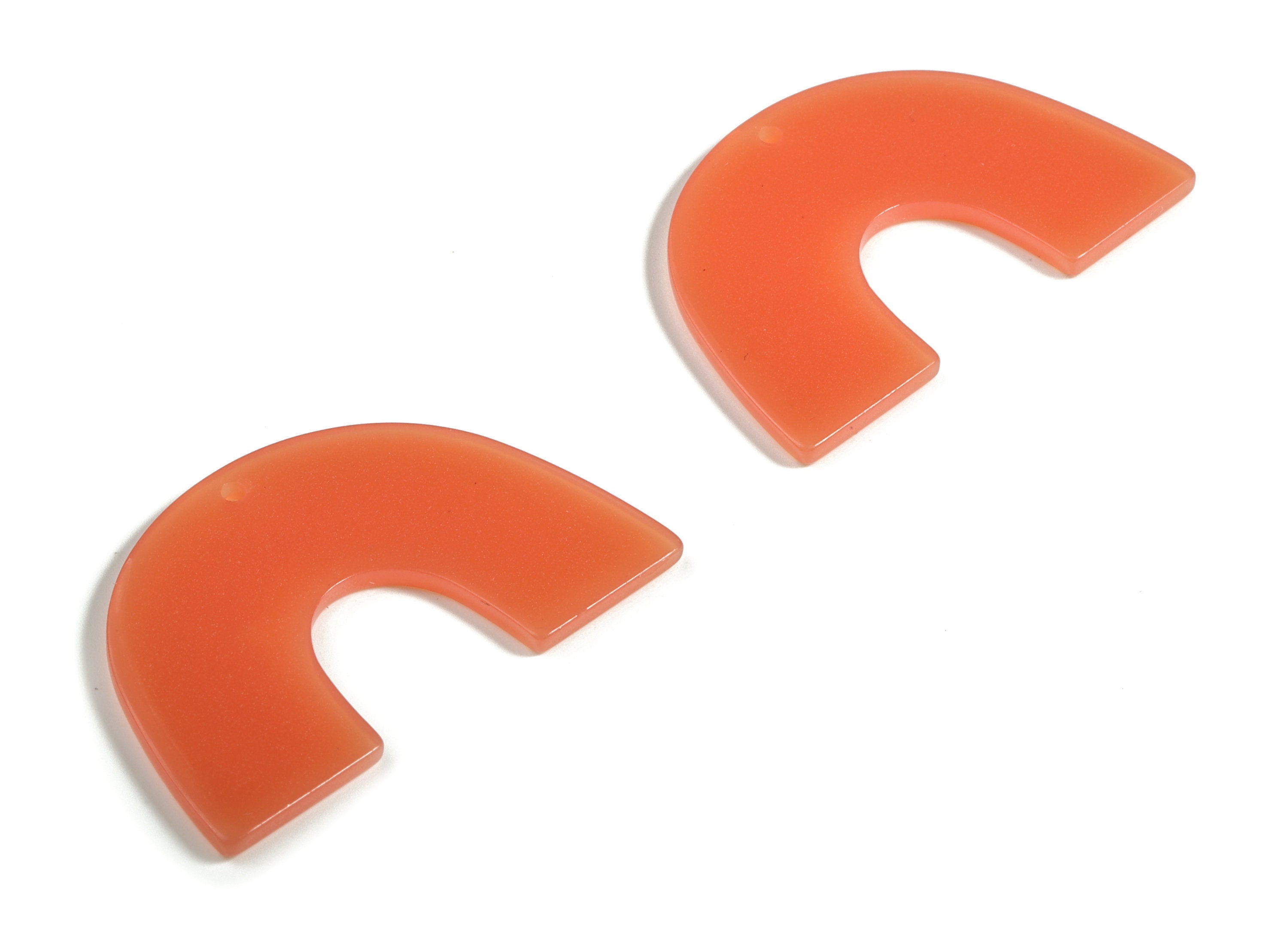 Acrylic Semicircle Earring Charms - Acrylic Orange U Pendant- Jewelry Supplies - Color Code:A614 – 40.04x25.45x2.53mm - AC2018-A614 - DOMEDBAZAAR