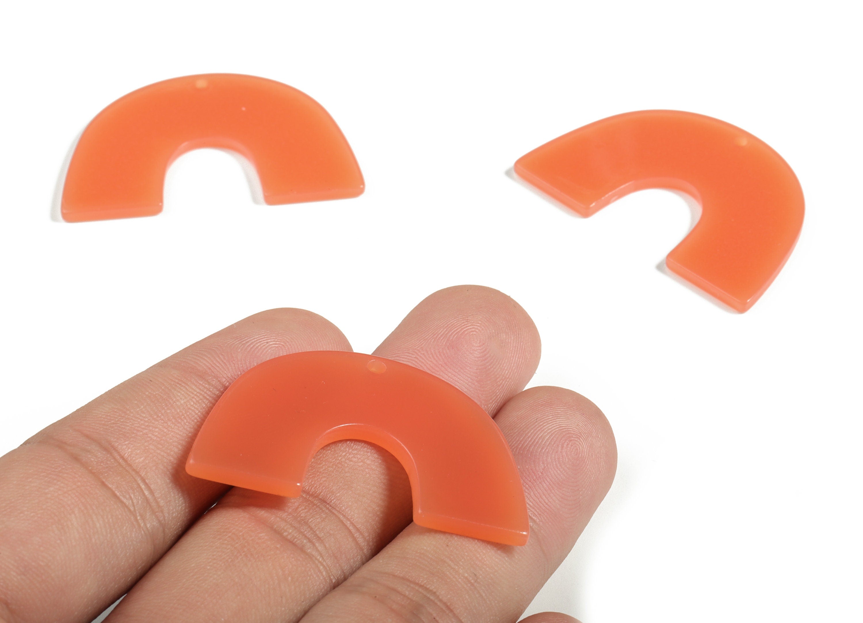 Acrylic Semicircle Earring Charms - Acrylic Orange U Pendant- Jewelry Supplies - Color Code:A614 – 40.04x25.45x2.53mm - AC2018-A614 - DOMEDBAZAAR