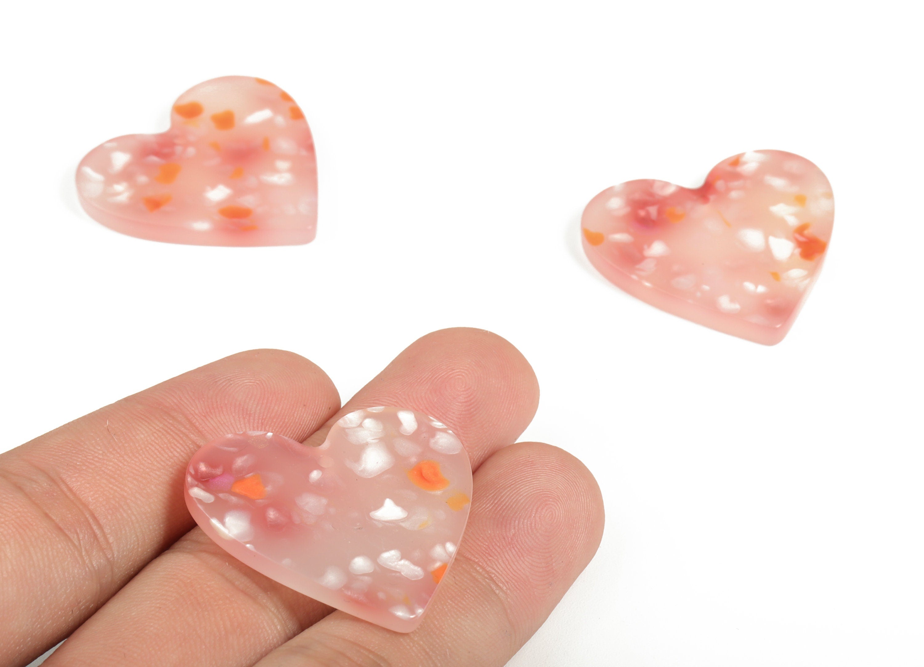 Acrylic Heart Earring Charms - Heart Pendant - Earring Findings - Jewelry Supplies - Color Code: A604 - 31.7x31.06x3.03mm - AC1431-A604 - DOMEDBAZAAR
