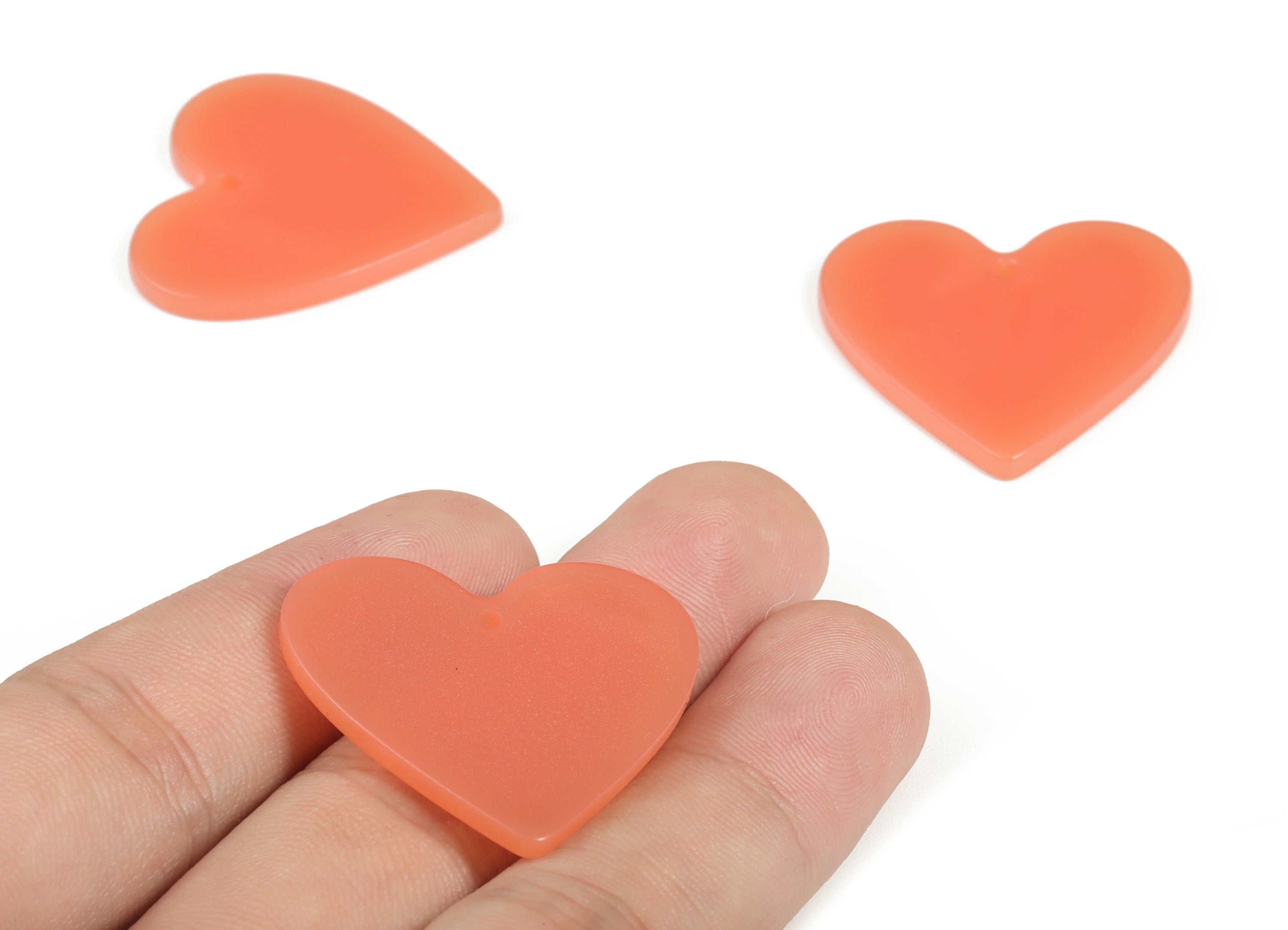 Acrylic Heart Earring Charms - Heart Pendant - Earring Findings - Jewelry Supplies - Color Code: A614 - 31.55x30.98x2.57mm - AC1431-A614 - DOMEDBAZAAR