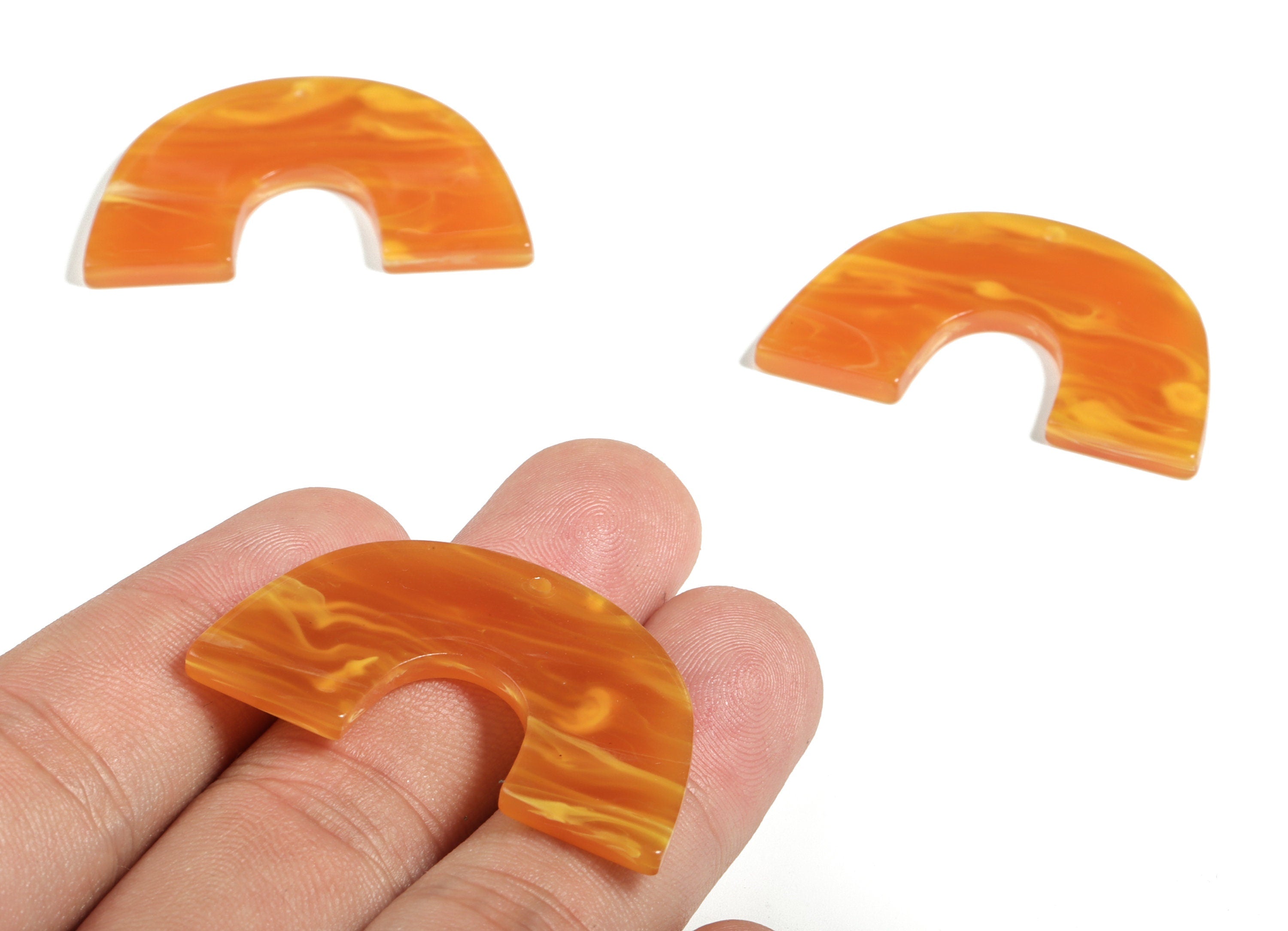 Acrylic U Pendant - Acrylic Semicircle Earring Charm - Earring Finding - Jewelry Supplies - Color Code:A563- 40.23x25.66x2.7mm - AC2018-A563 - DOMEDBAZAAR