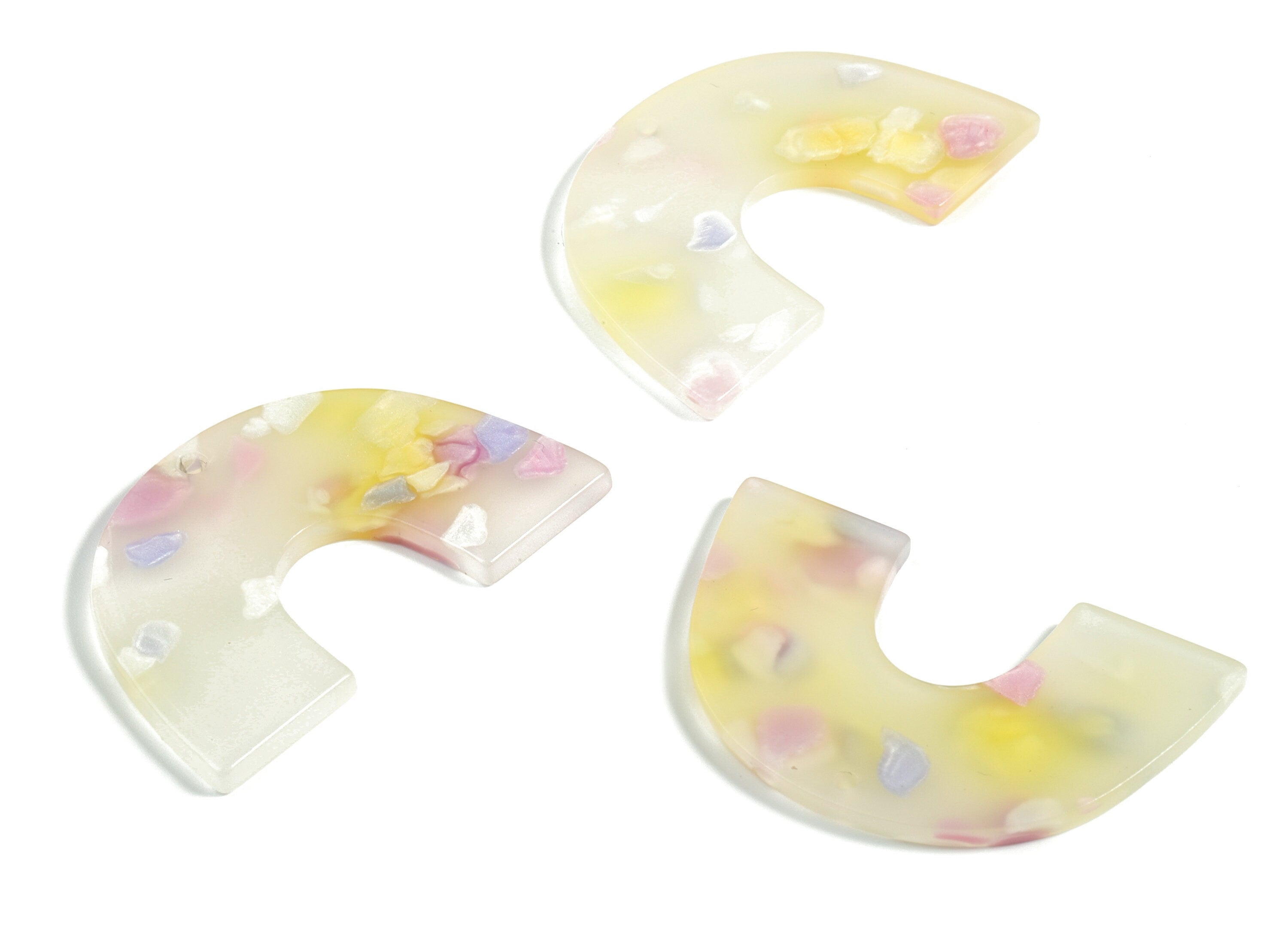 Acrylic Semicircle Earring Charm- Acrylic U Pendant - Earring Finding - Jewelry Supplies -Color Code:A596 –40.25x25.69x2.51mm - AC2018-A596 - DOMEDBAZAAR