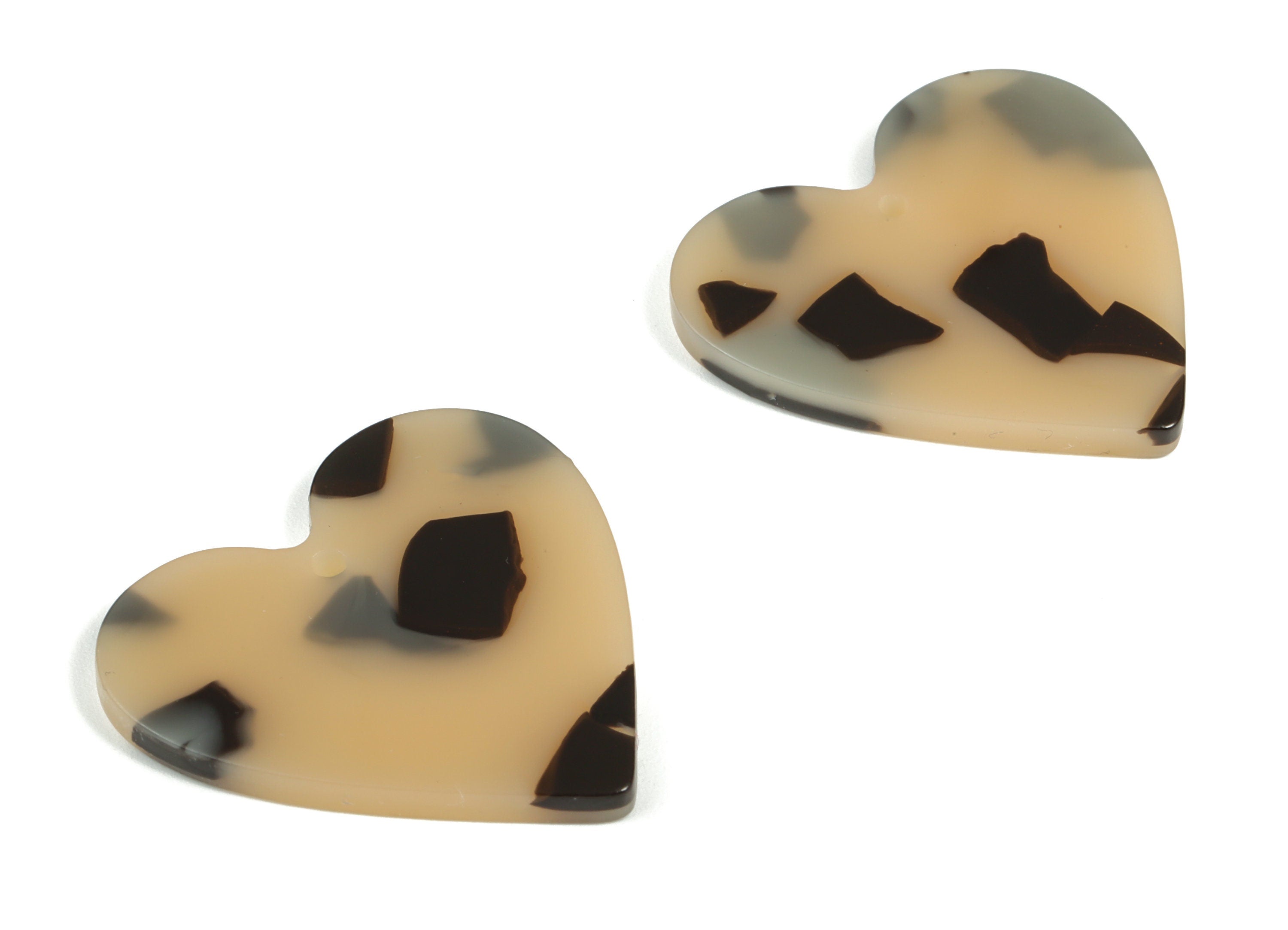Acrylic Heart Earring Charms - Heart Pendant - Tortoise Shell - Jewelry Supplies - Color Code: A630 - 31.71x31.17x2.97mm - AC1431-A630 - DOMEDBAZAAR