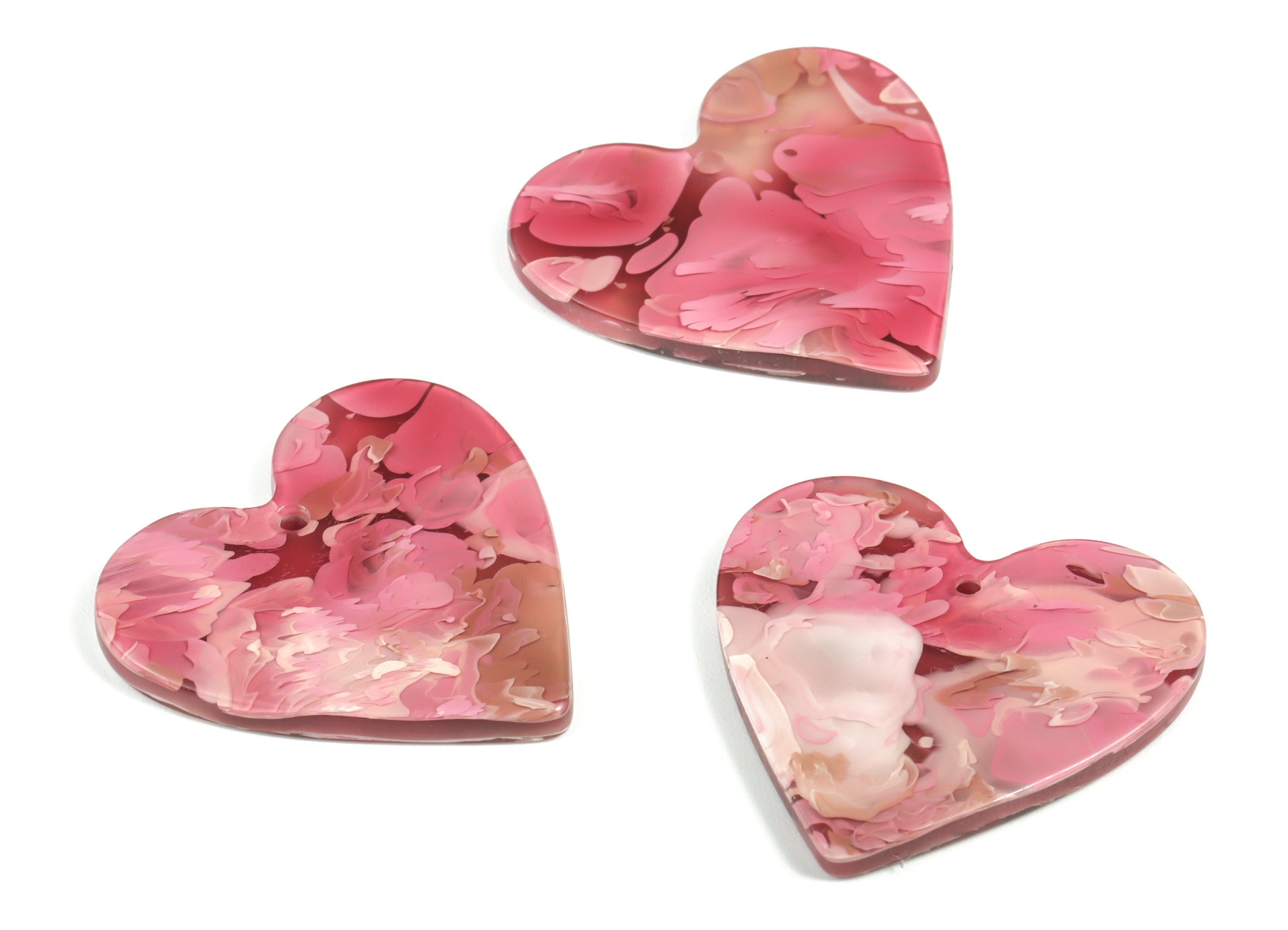 Acrylic Heart Earring Charms - Heart Pendant - Earring Findings - Jewelry Supplies - Color Code: A632 - 31.79x31.27x3.22mm - AC1431-A632 - DOMEDBAZAAR