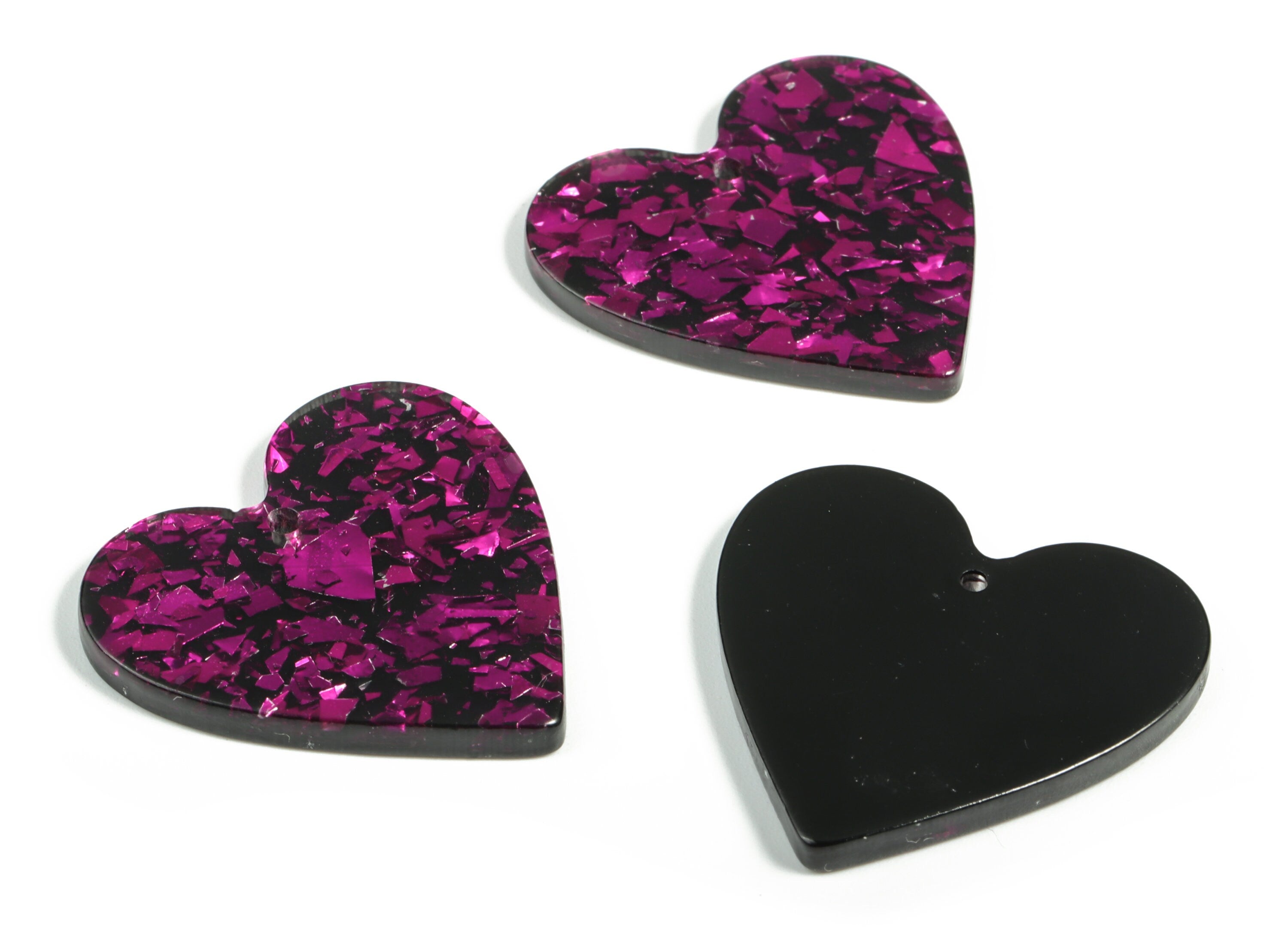 Acrylic Heart Earring Charms - Heart Pendant - Earring Findings - Jewelry Supplies - Color Code: A636 - 31.55x31.17x2.88mm - AC1431-A636 - DOMEDBAZAAR