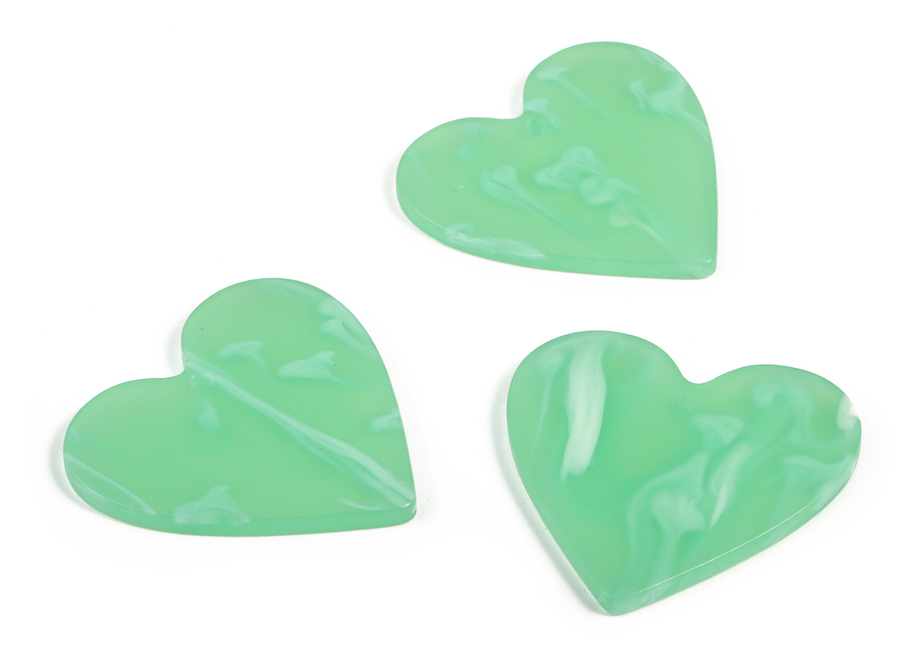 Acrylic Heart Earring Charms - Heart Pendant - Earring Findings - Jewelry Supplies - Color Code: A610 - 31.76x31.12x2.58mm - AC1431-A610 - DOMEDBAZAAR