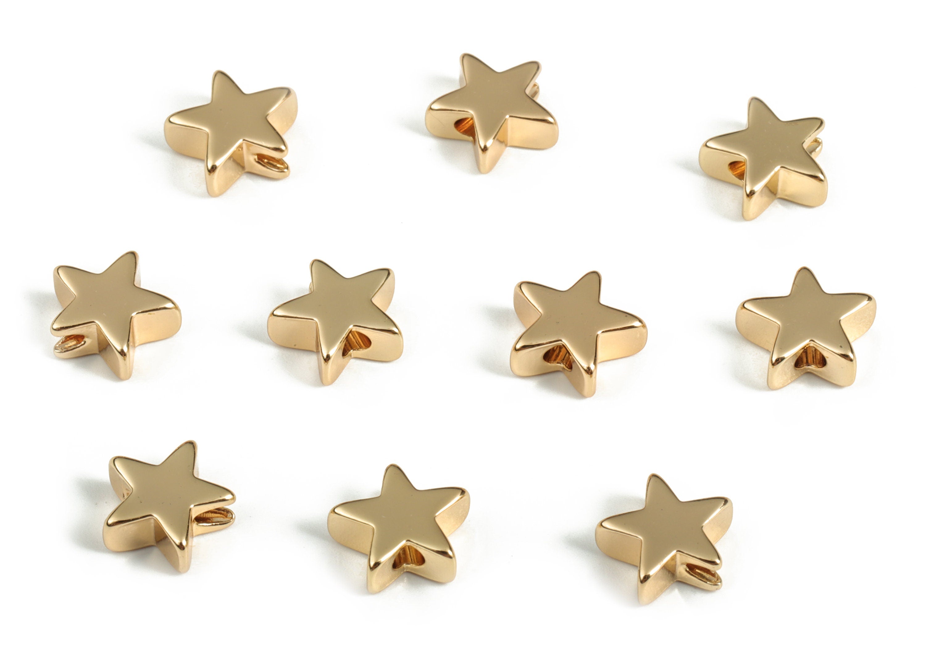 Brass Star Earring Charms - Gold Star Pendant - 18K Real Gold Plated Brass - Jewelry Making Supplies - 7.94x7.76x3.19mm - RGP3147 - DOMEDBAZAAR
