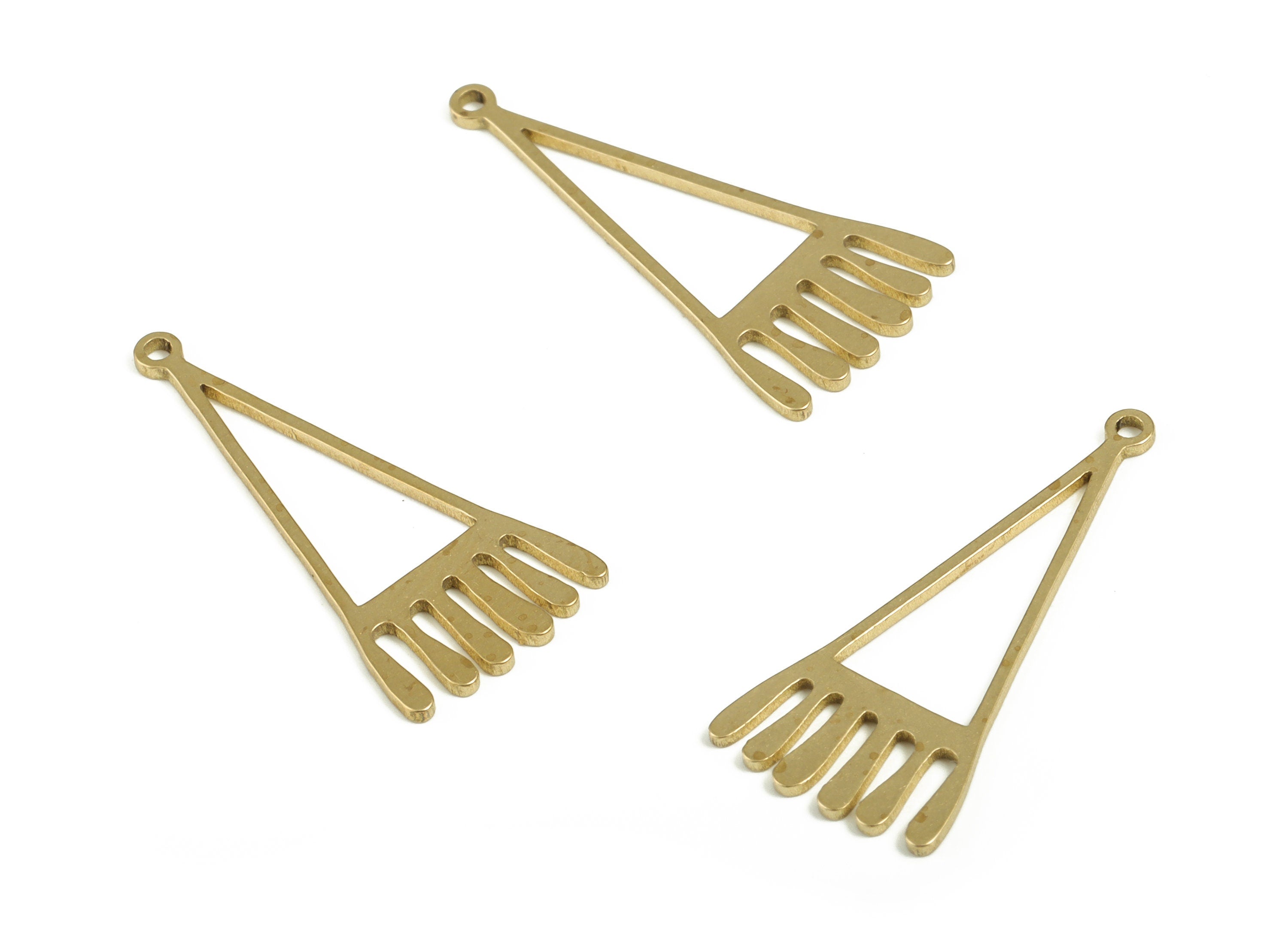 Brass Triangle Eyelash Earring Charms - Raw Brass Triangle Pendant - Earring Findings - Jewelry Supplies - 25.4x11.41x0.75mm - PP4229 - DOMEDBAZAAR