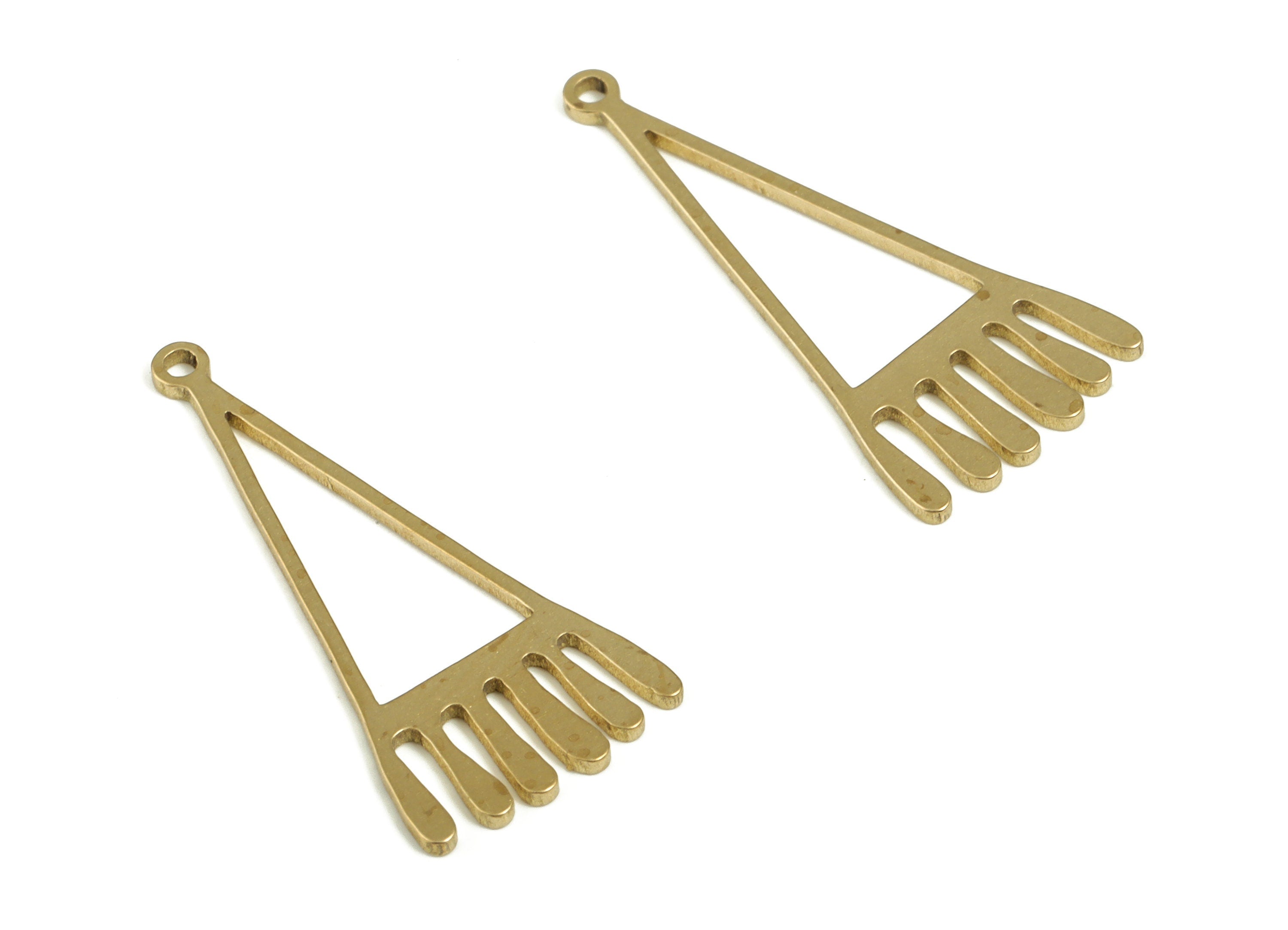 Brass Triangle Eyelash Earring Charms - Raw Brass Triangle Pendant - Earring Findings - Jewelry Supplies - 25.4x11.41x0.75mm - PP4229 - DOMEDBAZAAR