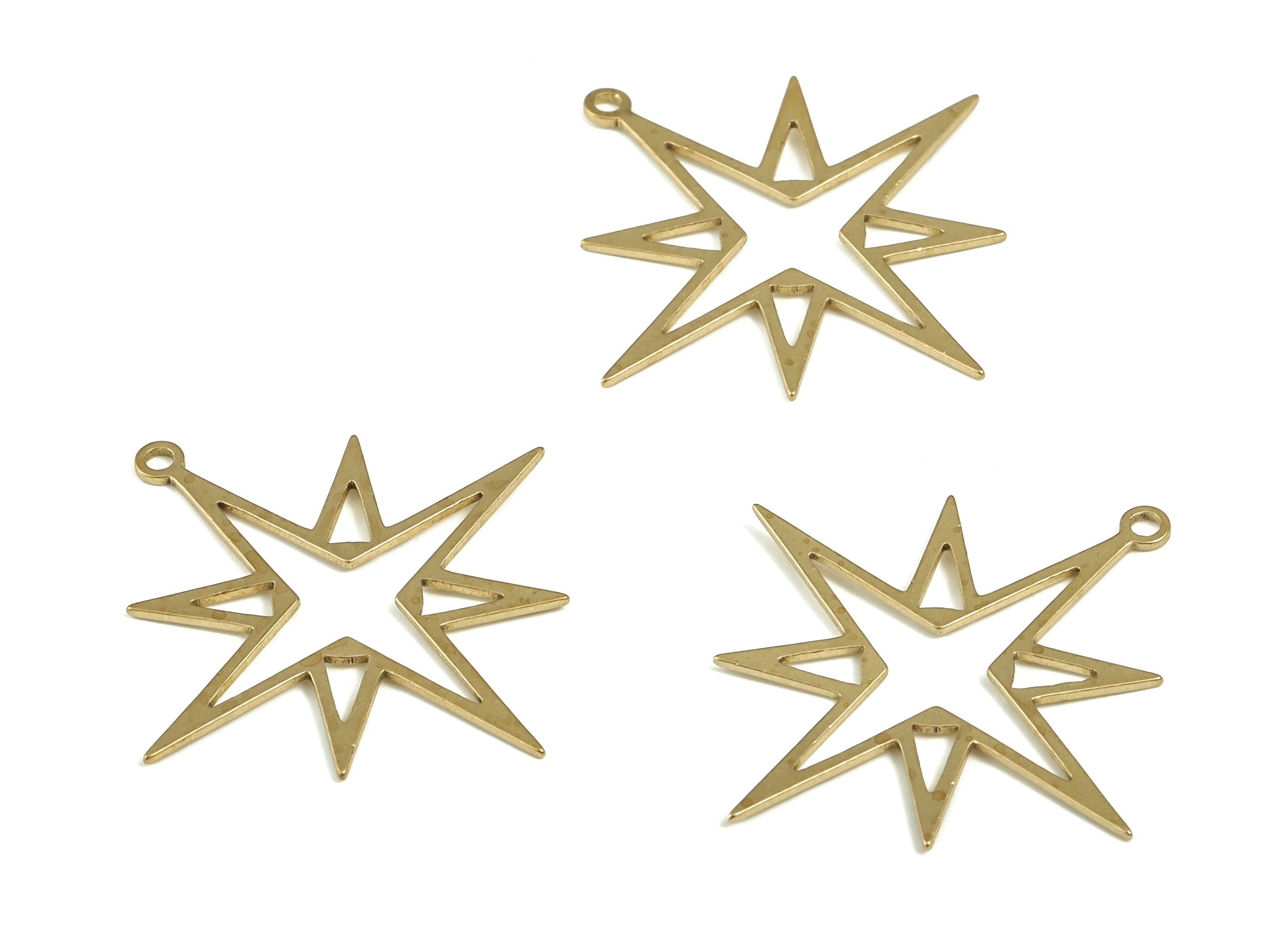 Brass Star Earring Charms - Raw Brass Star Pendant - Earrings Finding – DIY Jewelry Making Supplies - 30.41x28.9x0.79mm - PP4210 - DOMEDBAZAAR