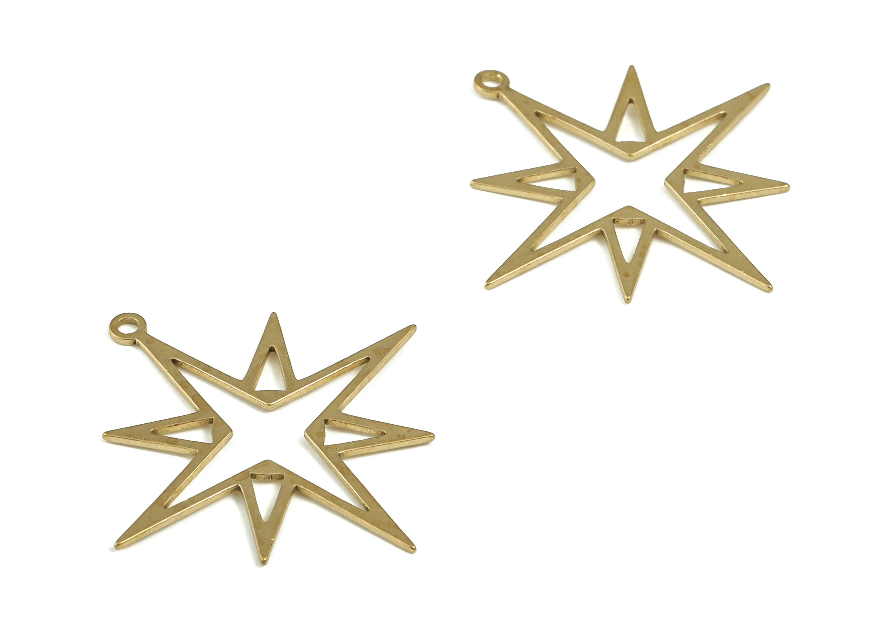 Brass Star Earring Charms - Raw Brass Star Pendant - Earrings Finding – DIY Jewelry Making Supplies - 30.41x28.9x0.79mm - PP4210 - DOMEDBAZAAR