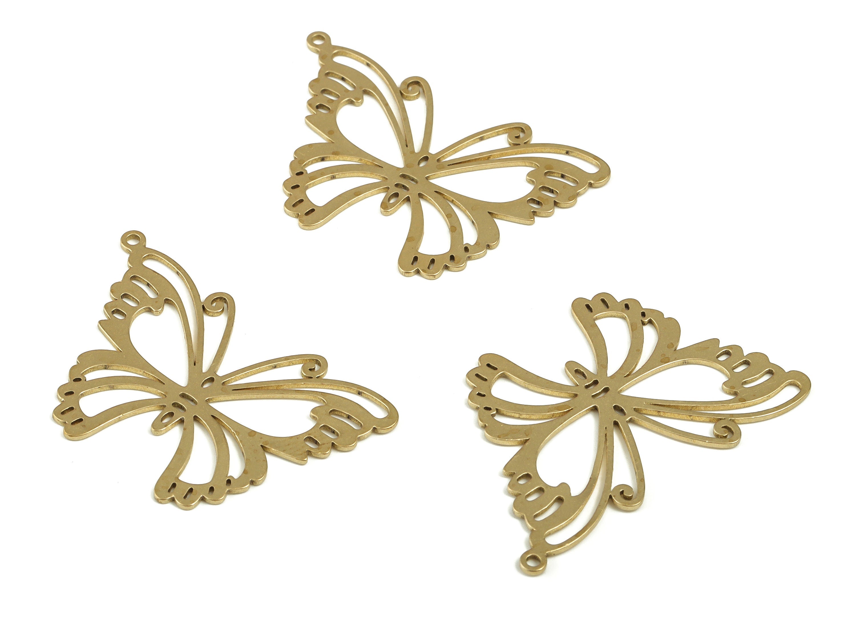 Brass Butterfly Earring Charms - Raw Brass Butterfly Pendant - Earring Findings - Jewelry Making Supplies - 35.1x22.68x0.74mm - PP4213 - DOMEDBAZAAR