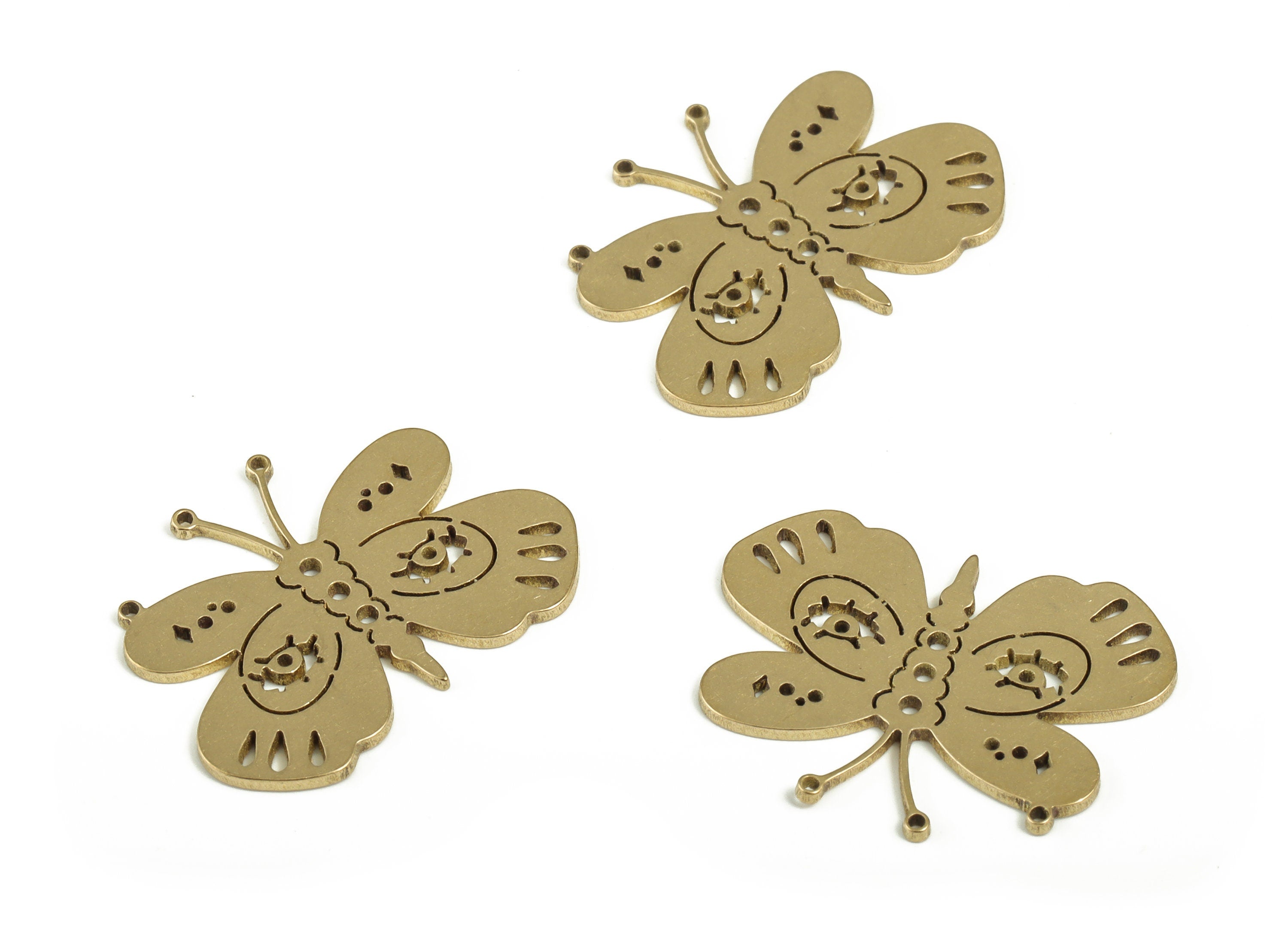 Brass Butterfly Earring Charms - Raw Brass Butterfly Pendant - Earrings Finding - Jewelry Making Supplies - 21.87x16.43x0.79mm - PP4185 - DOMEDBAZAAR