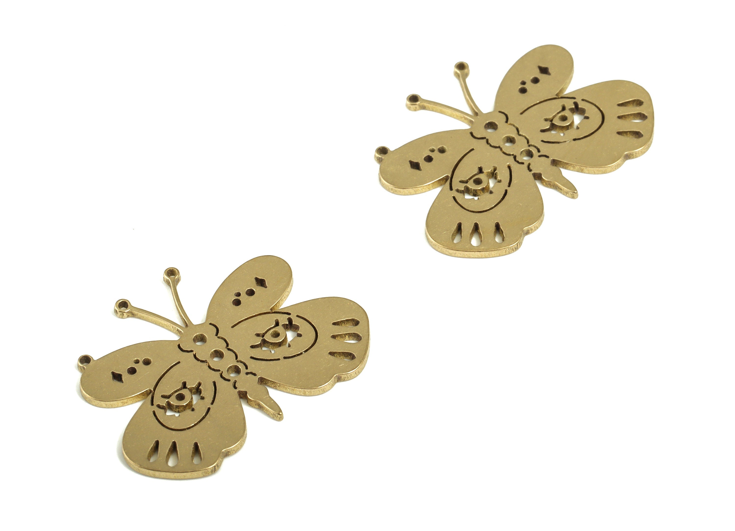 Brass Butterfly Earring Charms - Raw Brass Butterfly Pendant - Earrings Finding - Jewelry Making Supplies - 21.87x16.43x0.79mm - PP4185 - DOMEDBAZAAR