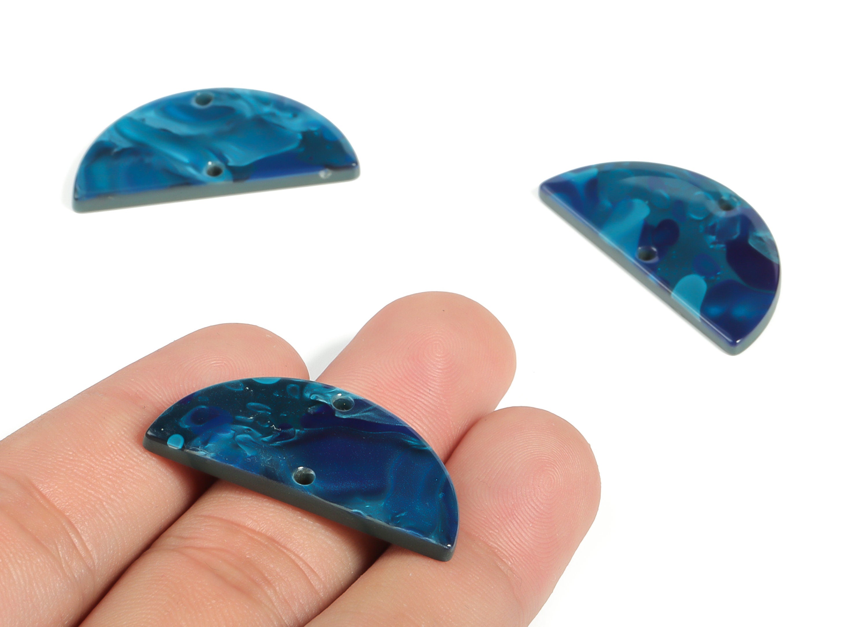 Acrylic Semicircle Earring Connectors - Acrylic Half Moon Charms - 2 Holes - Jewelry Supplies - Color Code:A631 - 34x17x2.2mm - AC1218-A631 - DOMEDBAZAAR
