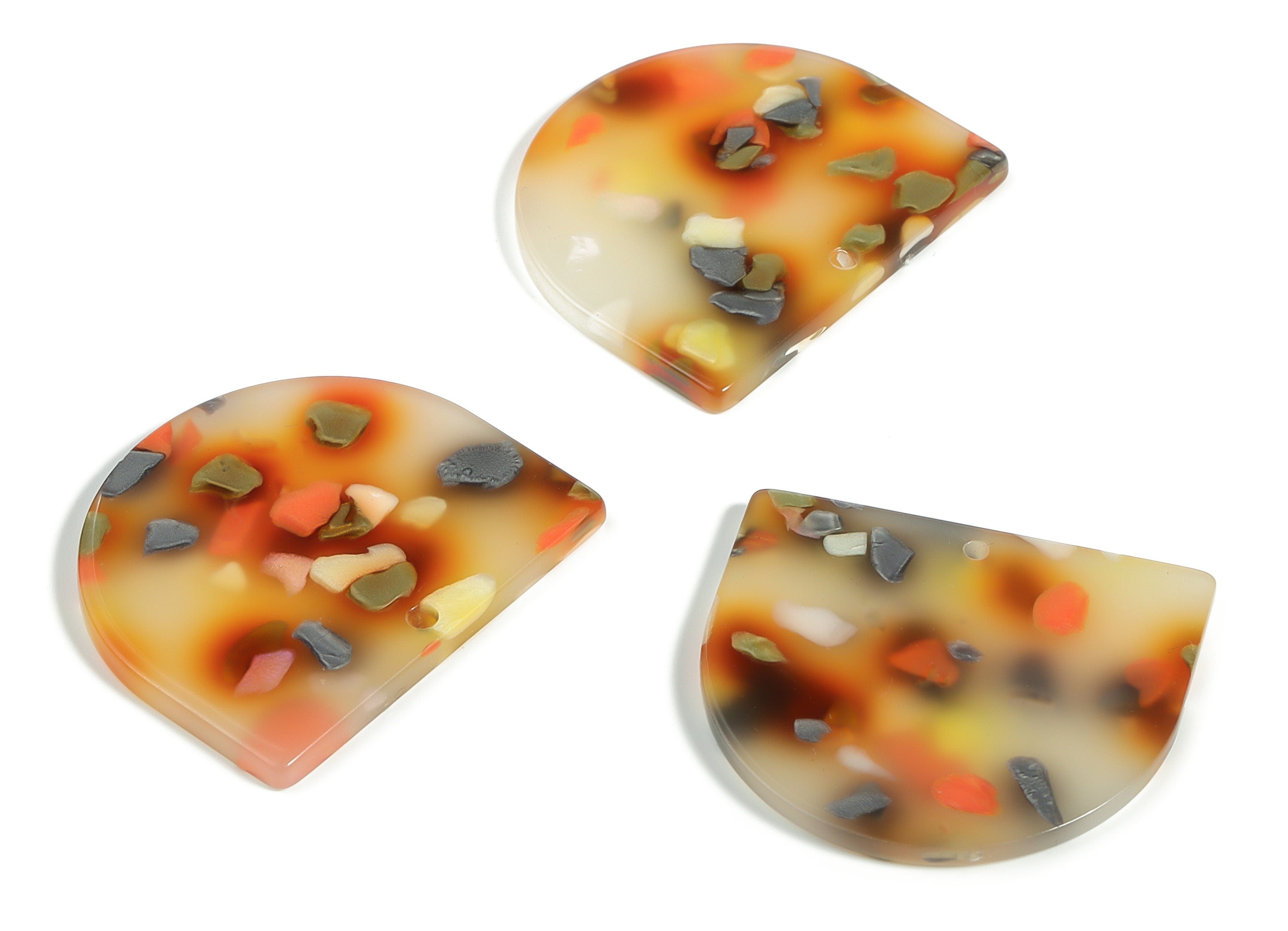 Acrylic D Earring Charms - Semi Circle Pendant - Earring Findings - Jewelry Supplies - Color Code: A607 - 33.4x29.31x2.63mm - AC1094-A607 - DOMEDBAZAAR