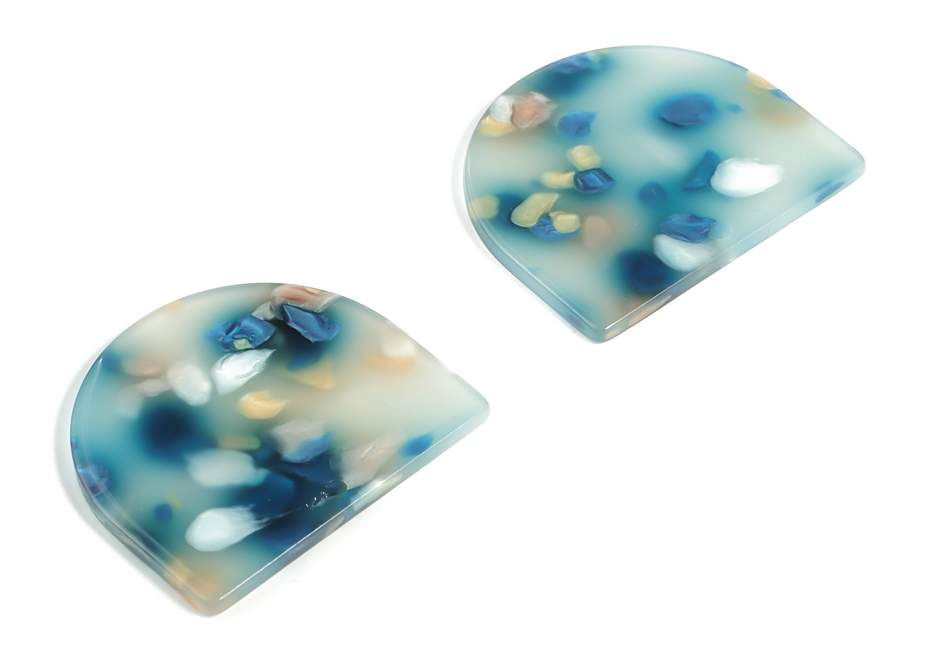 Acrylic D Earring Charms - Semi Circle Pendant - Earring Findings - Jewelry Supplies - Color Code: A600 - 33.43x29.14x2.25mm - AC1094-A600 - DOMEDBAZAAR