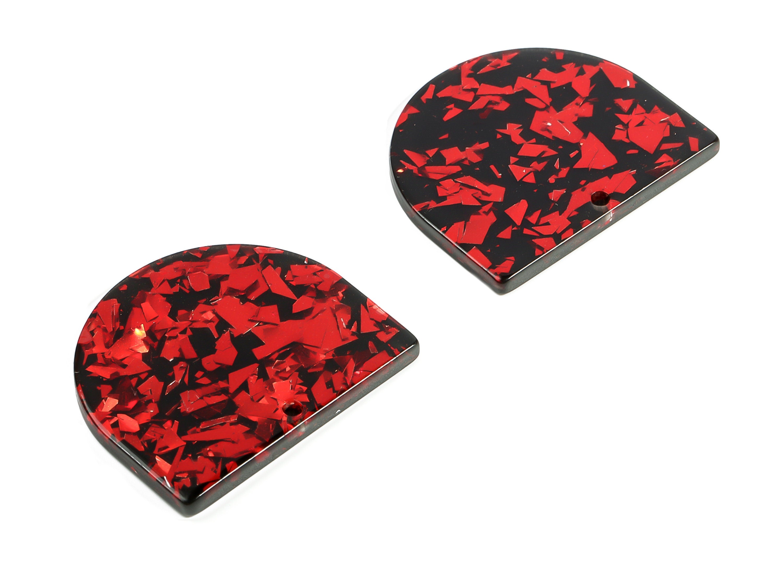 Acrylic D Earring Charms - Semi circle Pendant - Earring Findings - Jewelry Supplies - Color Code: A637 - 33.36x29.18x2.78mm - AC1094-A637 - DOMEDBAZAAR