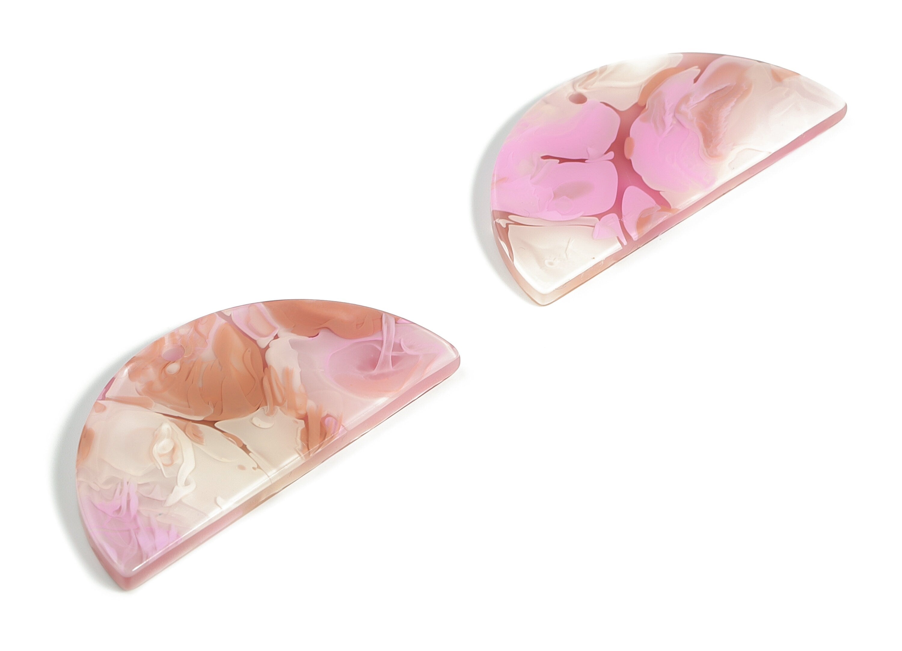 Acrylic Semicircle Earring Charms - Acrylic Half Moon Pendant - Jewelry Making Supplies - Color Code: A582 - 37.41x18.58x2.7mm - AC2252-A582 - DOMEDBAZAAR