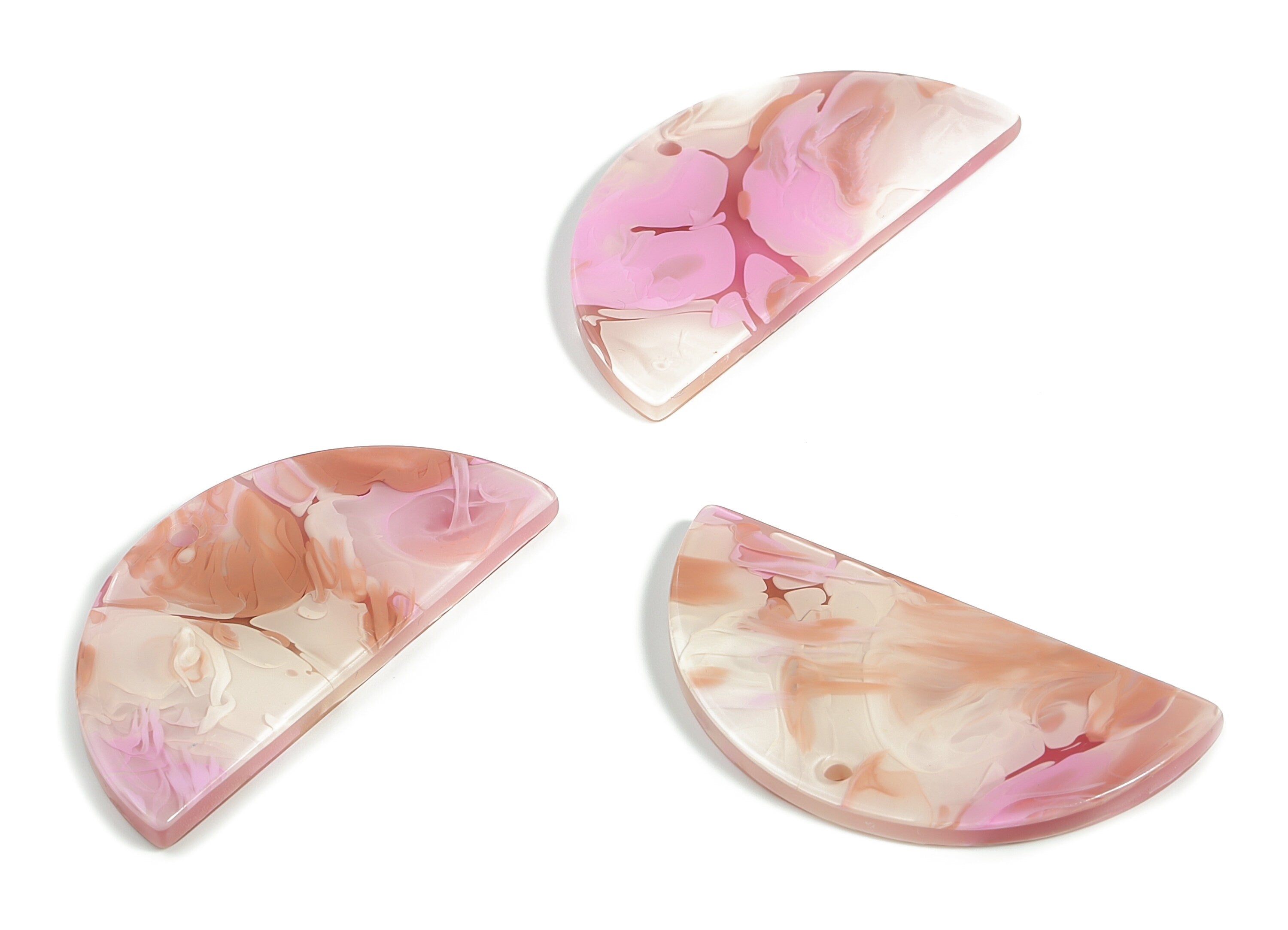 Acrylic Semicircle Earring Charms - Acrylic Half Moon Pendant - Jewelry Making Supplies - Color Code: A582 - 37.41x18.58x2.7mm - AC2252-A582 - DOMEDBAZAAR