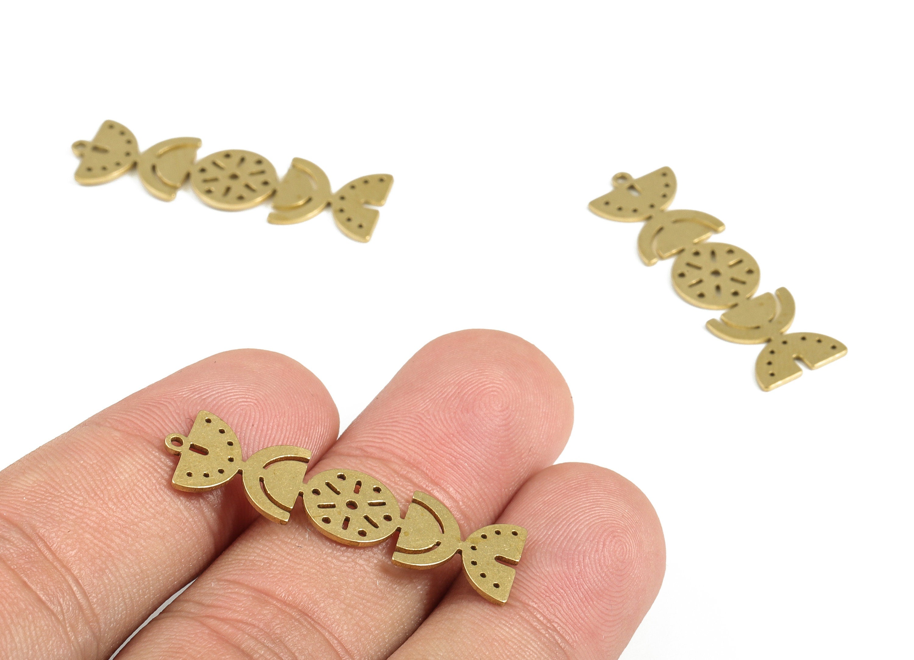 Brass Semicircle Round Pendant - Raw Brass Half Moon Earring Charms - Earring Findings - Jewelry Making Supplies - 33.93x9.73x0.75mm- PP3980 - DOMEDBAZAAR