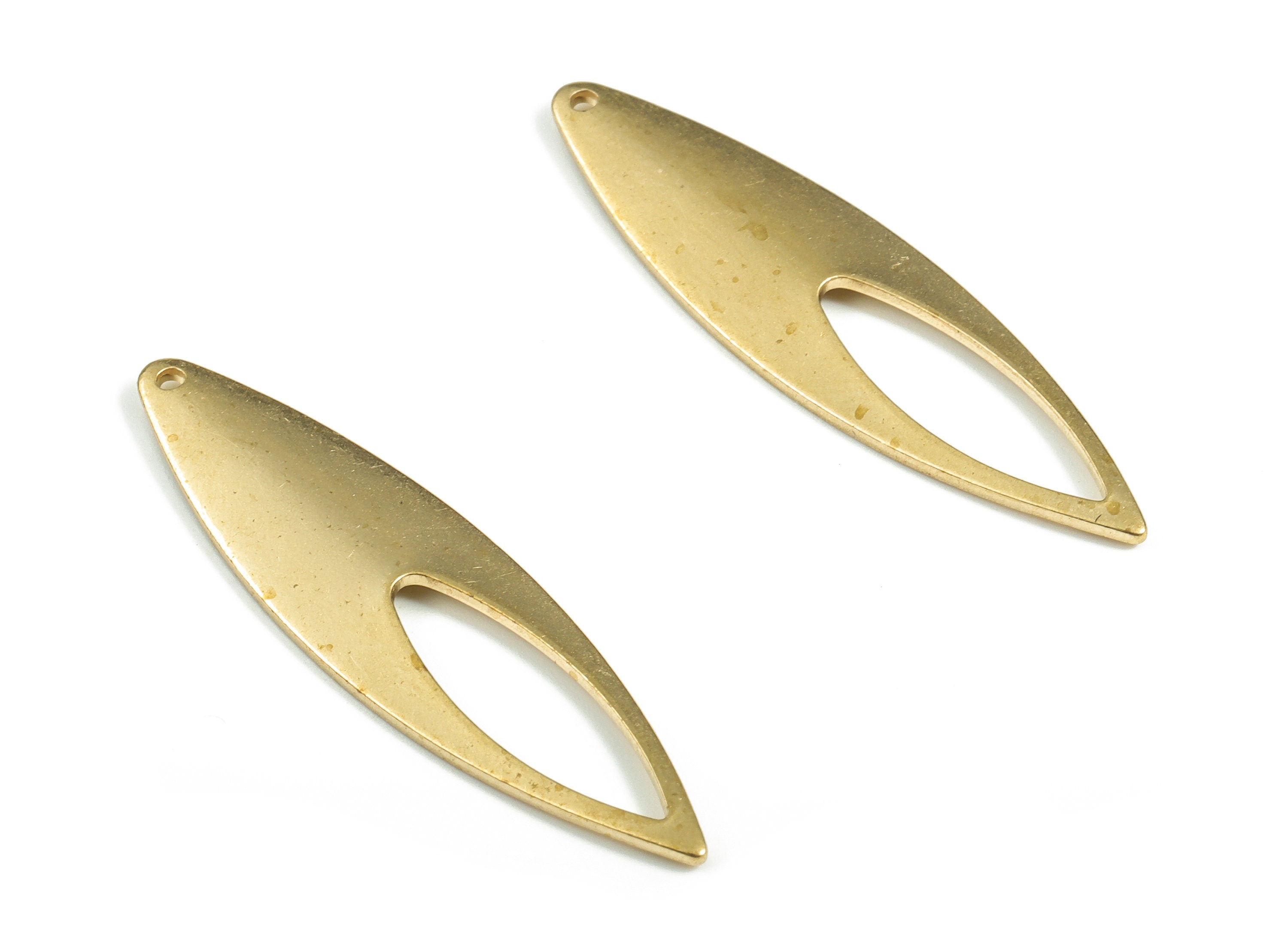 Brass Oval Earring Charms - Raw Brass Oval Pendant - Earring Findings - Jewelry Making Supplies - 37.49x10.06x1.04mm - PP4014 - DOMEDBAZAAR