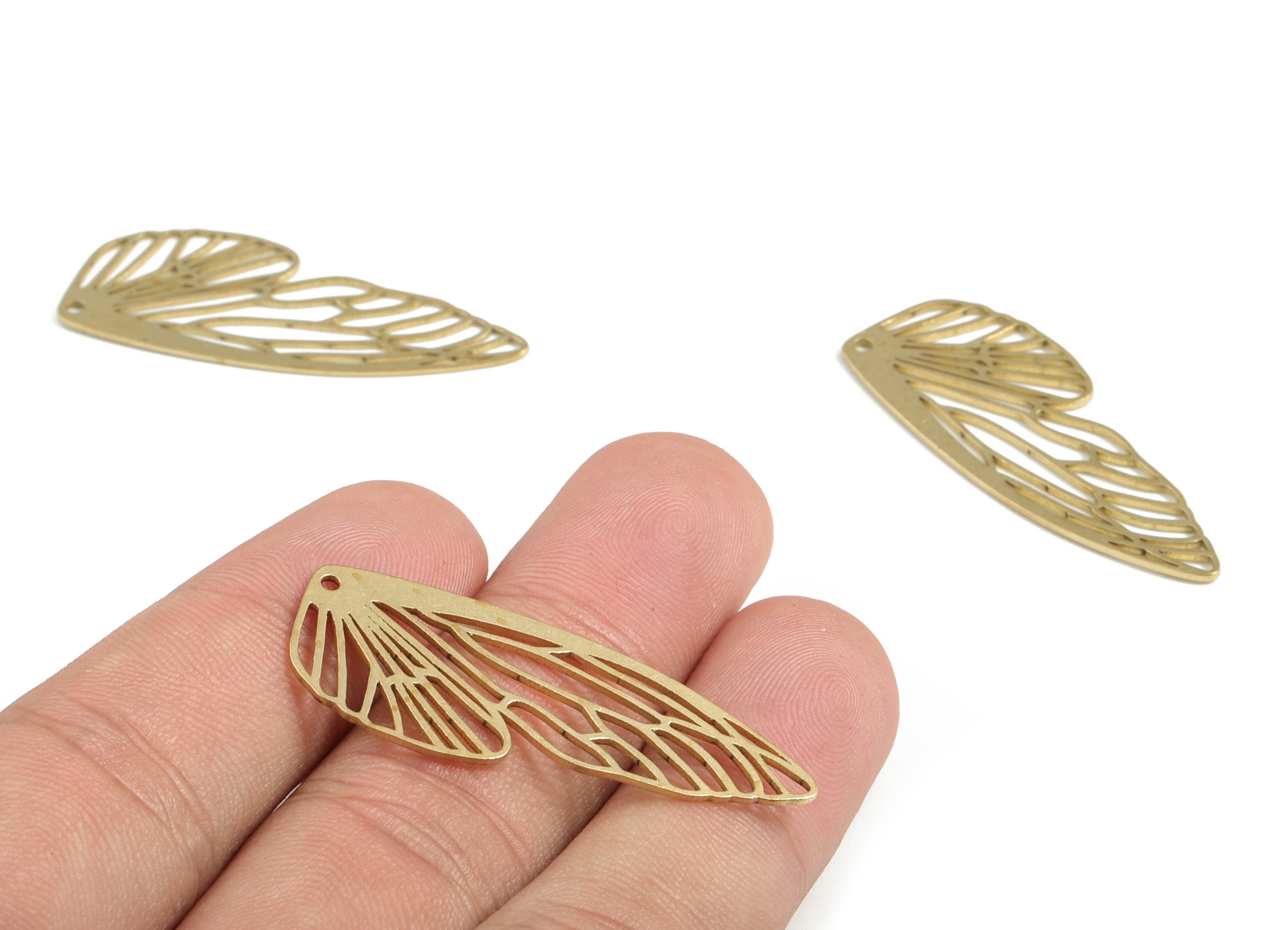 Brass Dragonfly Wing Charm - Raw Brass Dragonfly Wing Pendant – DIY Dragonfly Wing Earrings - Jewelry Supplies - 41.6x16.2x0.81mm - PP4005 - DOMEDBAZAAR