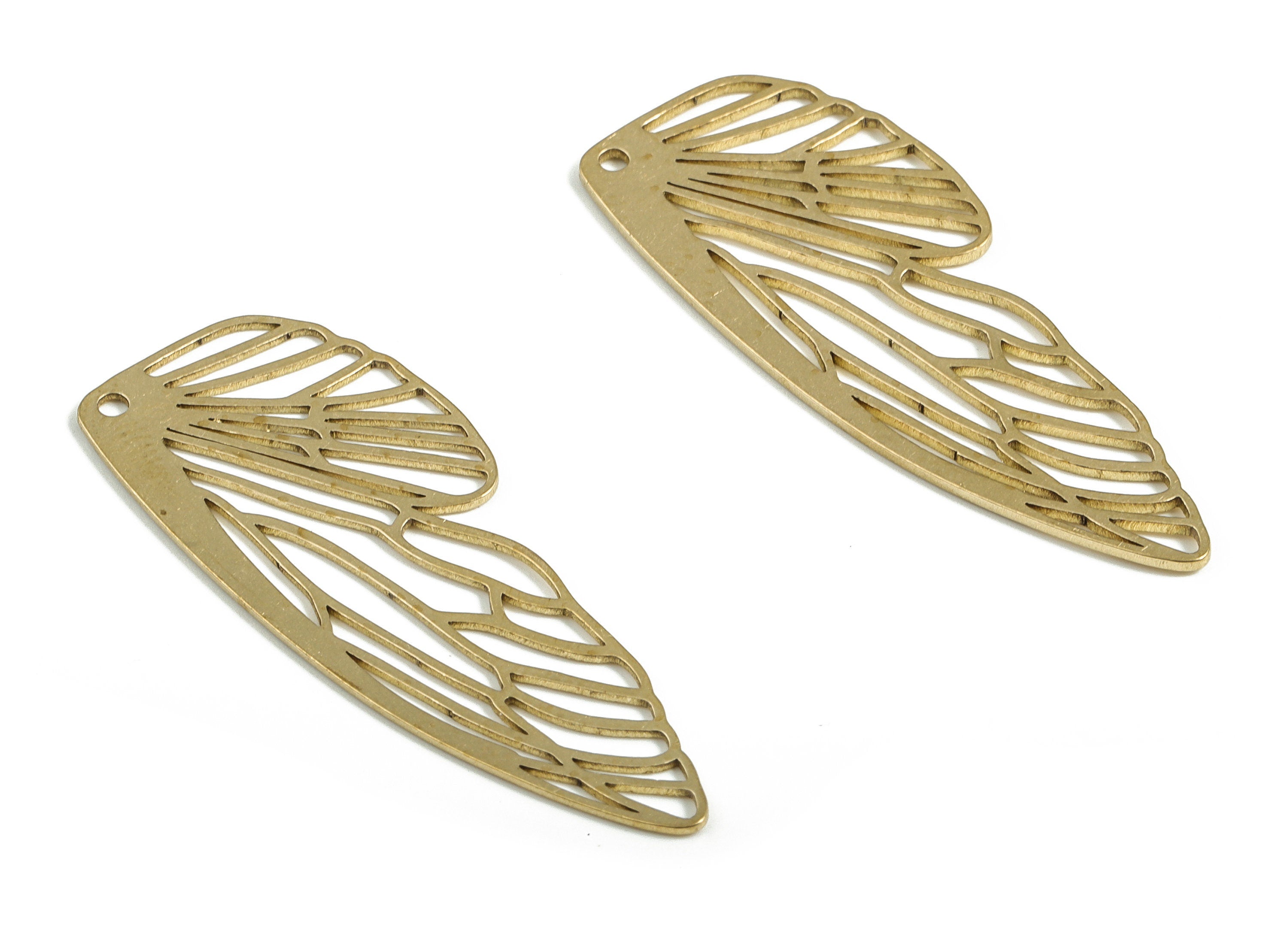 Brass Dragonfly Wing Charm - Raw Brass Dragonfly Wing Pendant – DIY Dragonfly Wing Earrings - Jewelry Supplies - 41.6x16.2x0.81mm - PP4005 - DOMEDBAZAAR